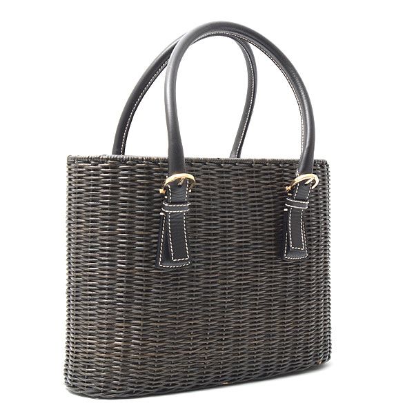 Salvatore Ferragamo Salvatore Ferragamo Salvatore Ferragamo Straw Gancini Handbag Black Natural Material Handbag 71309 in Great Condition Size ONE SIZE - 2 Thumbnail