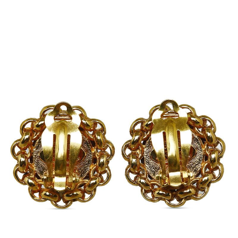Chanel Chanel Chanel Rhinestone Coco Mark Earrings Gold Red Metal Earrings in Very Good Condition Size ONE SIZE - 2 Thumbnail