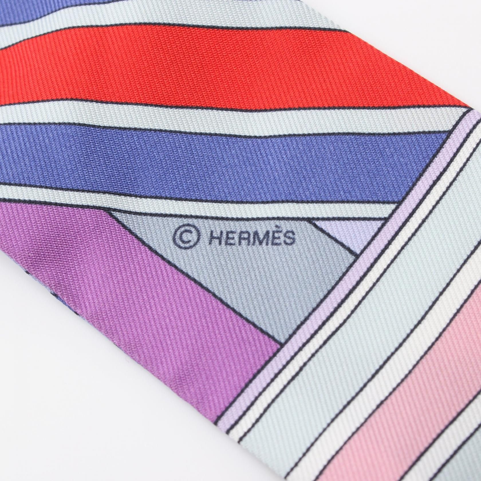 Hermes Hermes Sangles En Zigzag Twilly Silk Scarf Canvas Scarf H063045S in Great Condition Size ONE SIZE - 2 Thumbnail