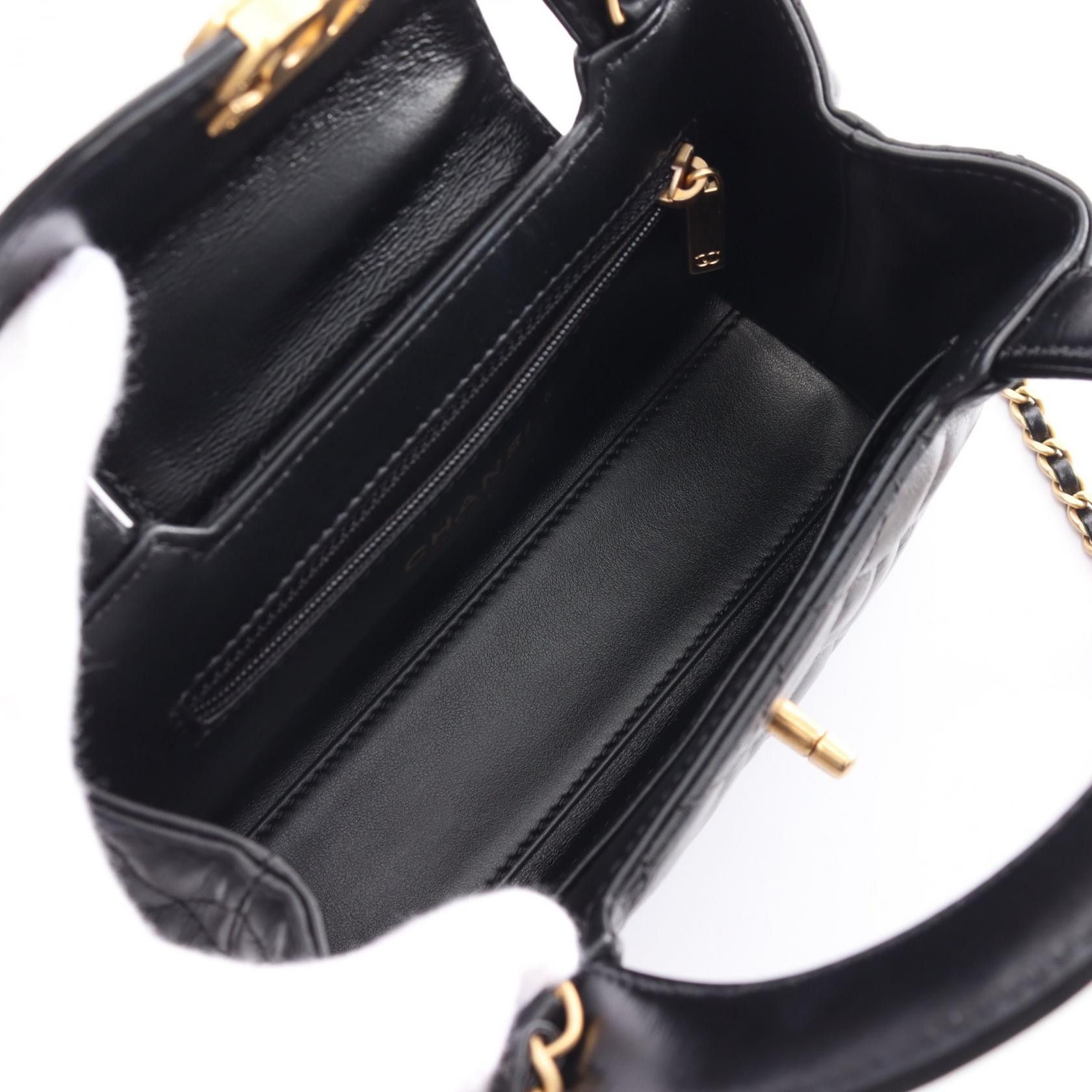 Chanel Chanel CC Quilted Leather Chain Top Handle Bag Leather Handbag AS4416 in Great Condition Size ONE SIZE - 3 Thumbnail