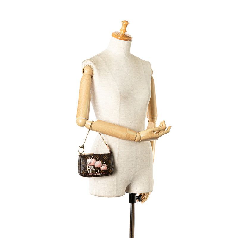 Louis Vuitton Louis Vuitton Louis Vuitton Monogram Mini Pochette Accessoires Brown PVC Leather M60245 Canvas Clutch Bag M60245 in Great Condition Size ONE SIZE - 9 Thumbnail