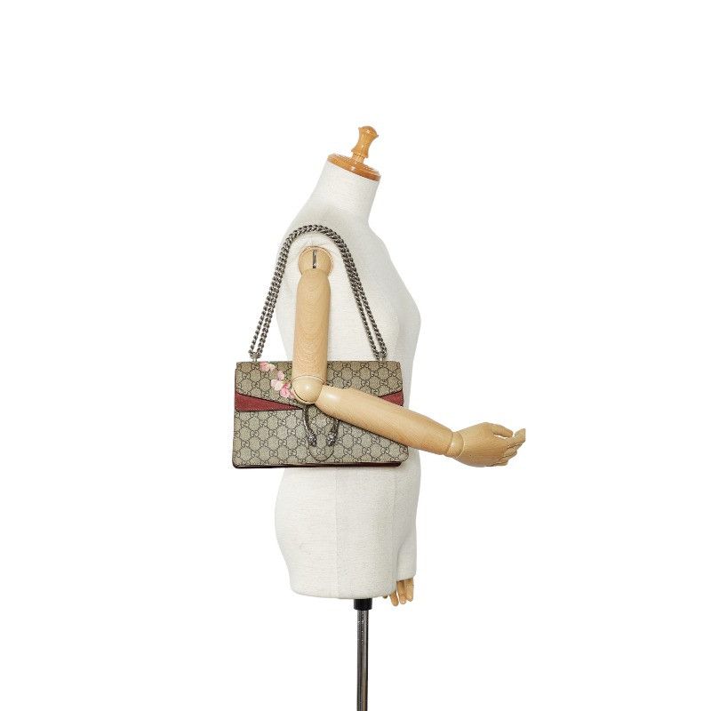 Gucci Gucci Gucci GG Blooms Dionysus Chain Shoulder Bag 400249 Beige Wine Red PVC Suede Plastic Shoulder Bag 400249 in Very Good Condition Size ONE SIZE - 12 Thumbnail