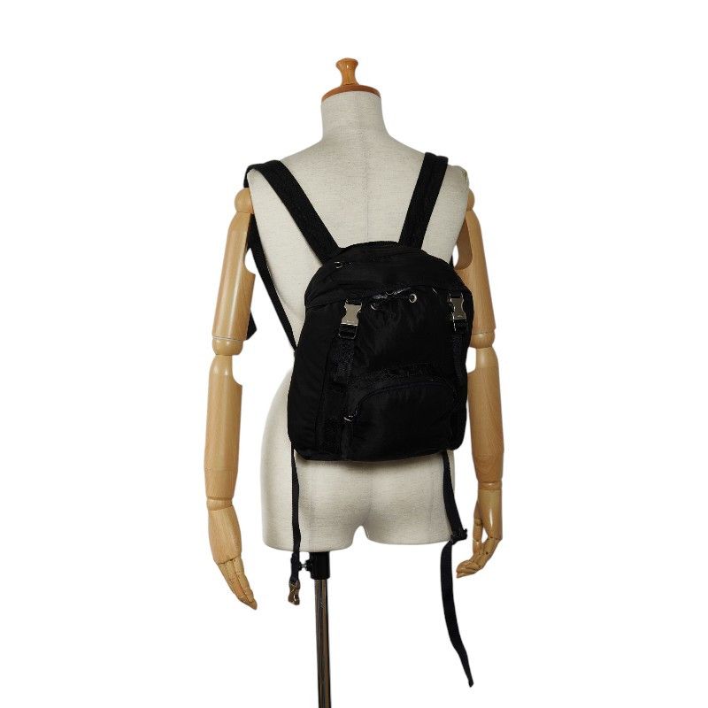 Prada Prada Prada Nylon Triangle Logo Plate Backpack Black Canvas Backpack in Good Condition Size ONE SIZE - 9 Thumbnail