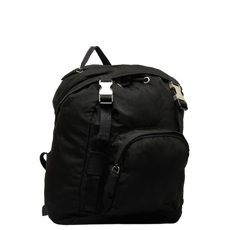Prada Prada Prada Nylon Triangle Logo Plate Backpack Black Canvas Backpack in Good Condition Size ONE SIZE - 2 Thumbnail
