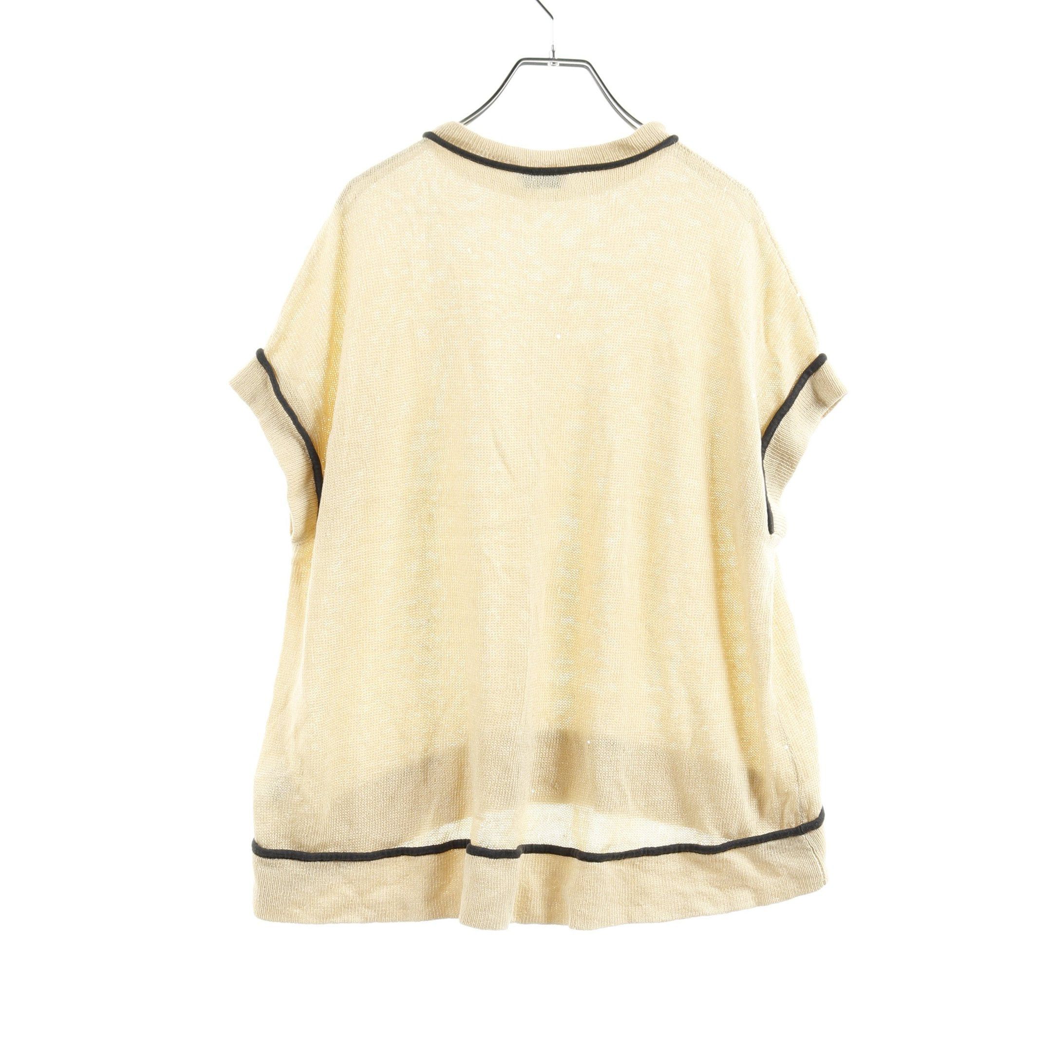 Brunello Cucinelli Brunello Cucinelli Tops Short Sleeve Linen Light Beige Sequin Size ONE SIZE - 2 Thumbnail