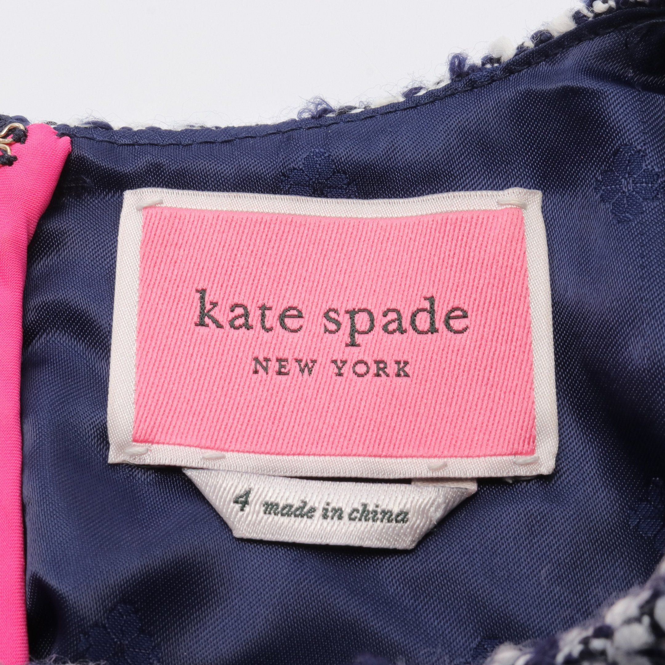 Kate Spade Kate Spade One Piece Puff Sleeve Dark Navy White Tweed Size ONE SIZE - 3 Thumbnail