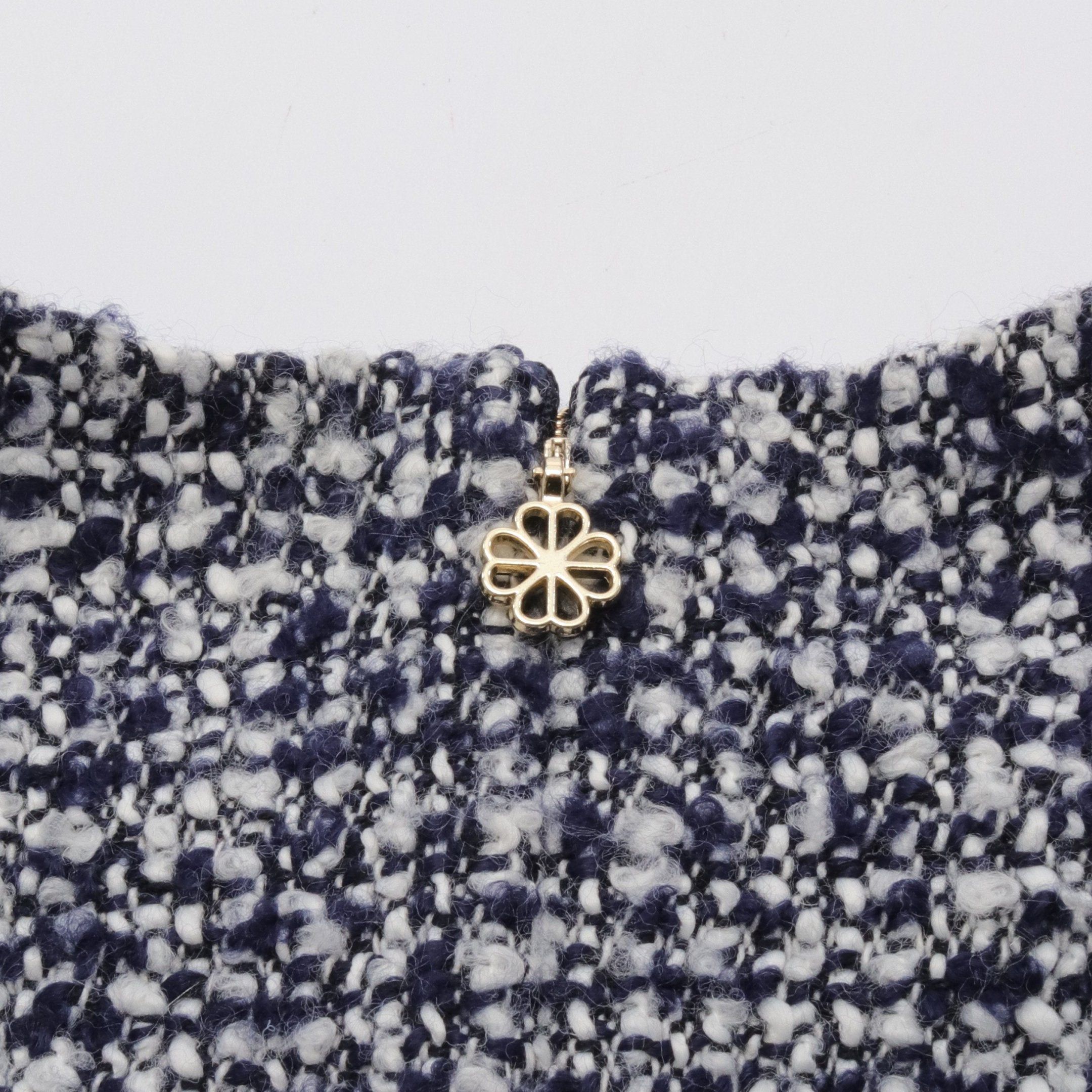 Kate Spade Kate Spade One Piece Puff Sleeve Dark Navy White Tweed Size ONE SIZE - 5 Thumbnail