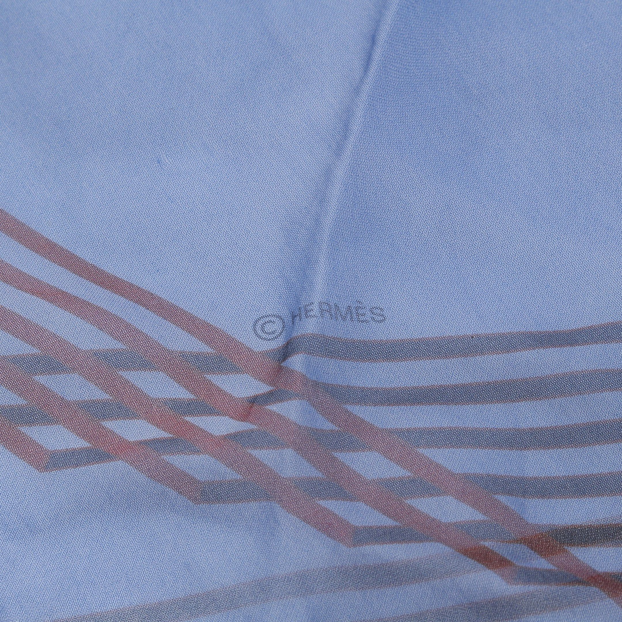 Hermes Hermes Losange Scarf Stripe Silk Blue Multicolor Size ONE SIZE - 2 Thumbnail