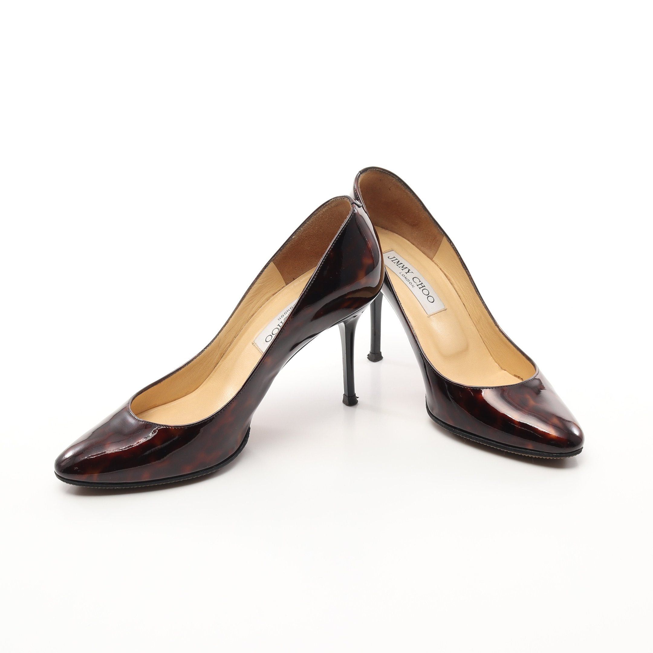 Jimmy Choo Jimmy Choo Almond Toe Pumps Patent Leather Dark Brown Size ONE SIZE - 3 Thumbnail