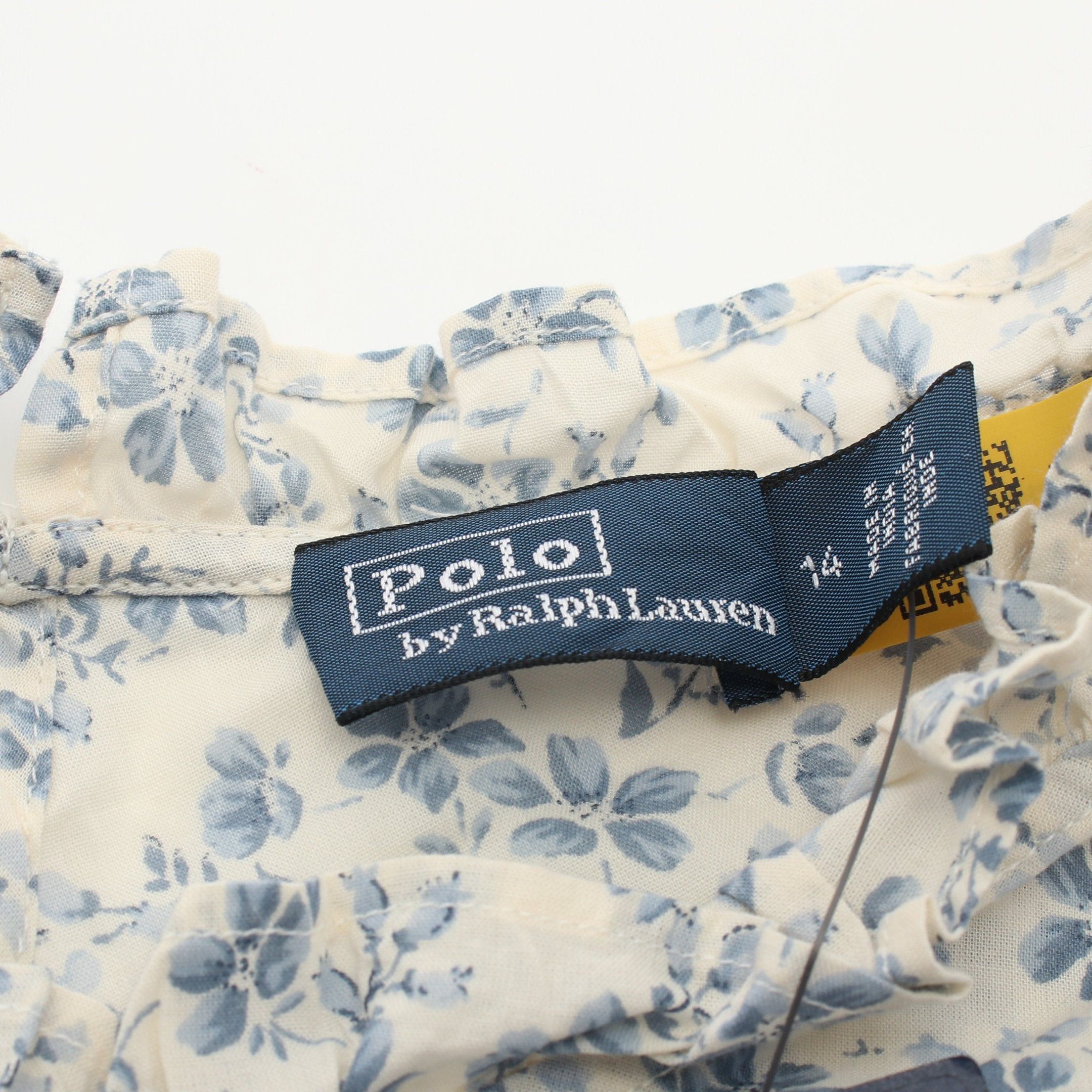 Ralph Lauren Ralph Lauren Blouse Frill Floral Cotton White Light Blue Kids Size ONE SIZE - 3 Thumbnail