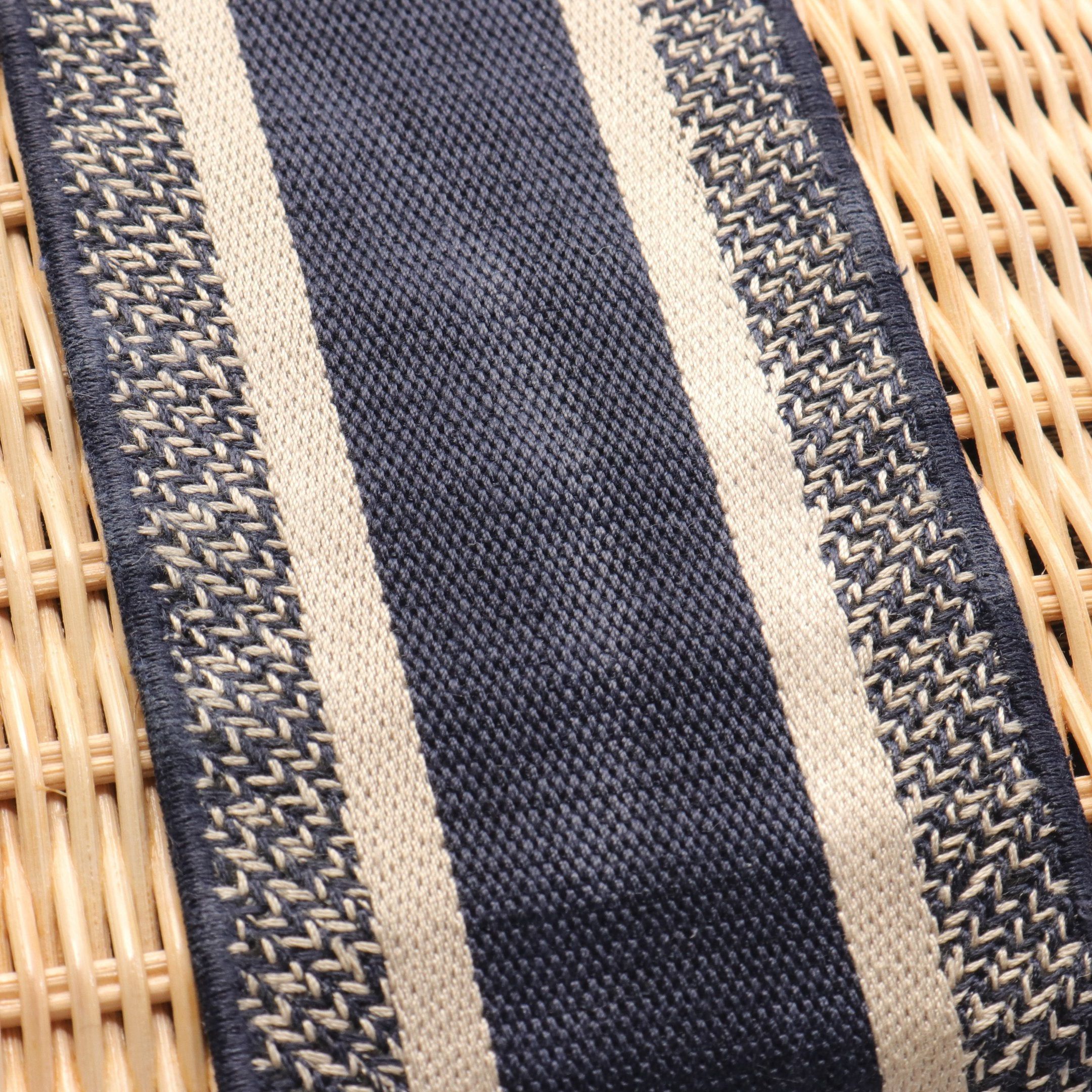 Dior Dior Lady Dior Medium Wicker Oblique Jacquard Basket Bag Handbag Rattan Leather Canvas Ivory Navy Size ONE SIZE - 11 Thumbnail