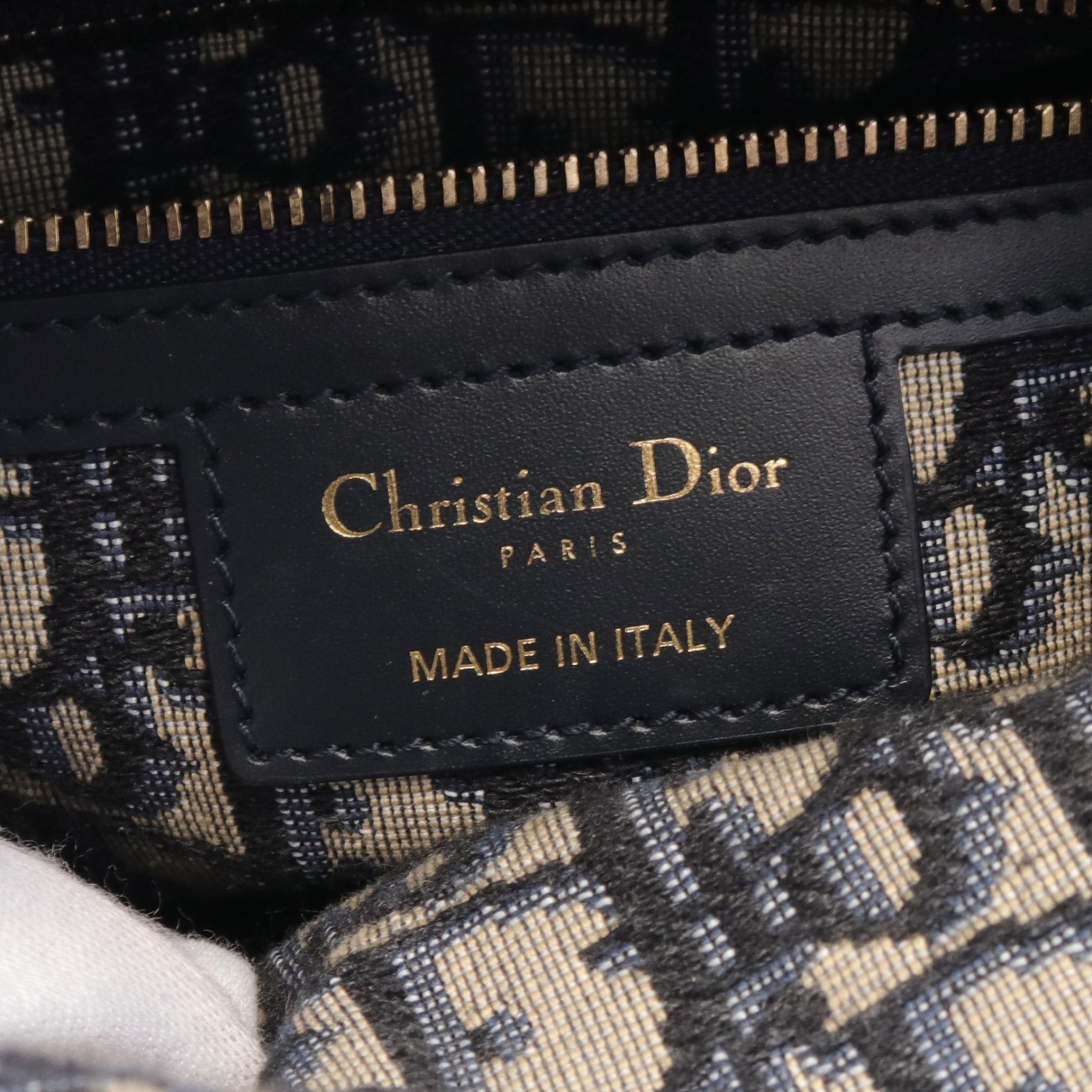 Dior Dior Lady Dior Medium Wicker Oblique Jacquard Basket Bag Handbag Rattan Leather Canvas Ivory Navy Size ONE SIZE - 4 Thumbnail