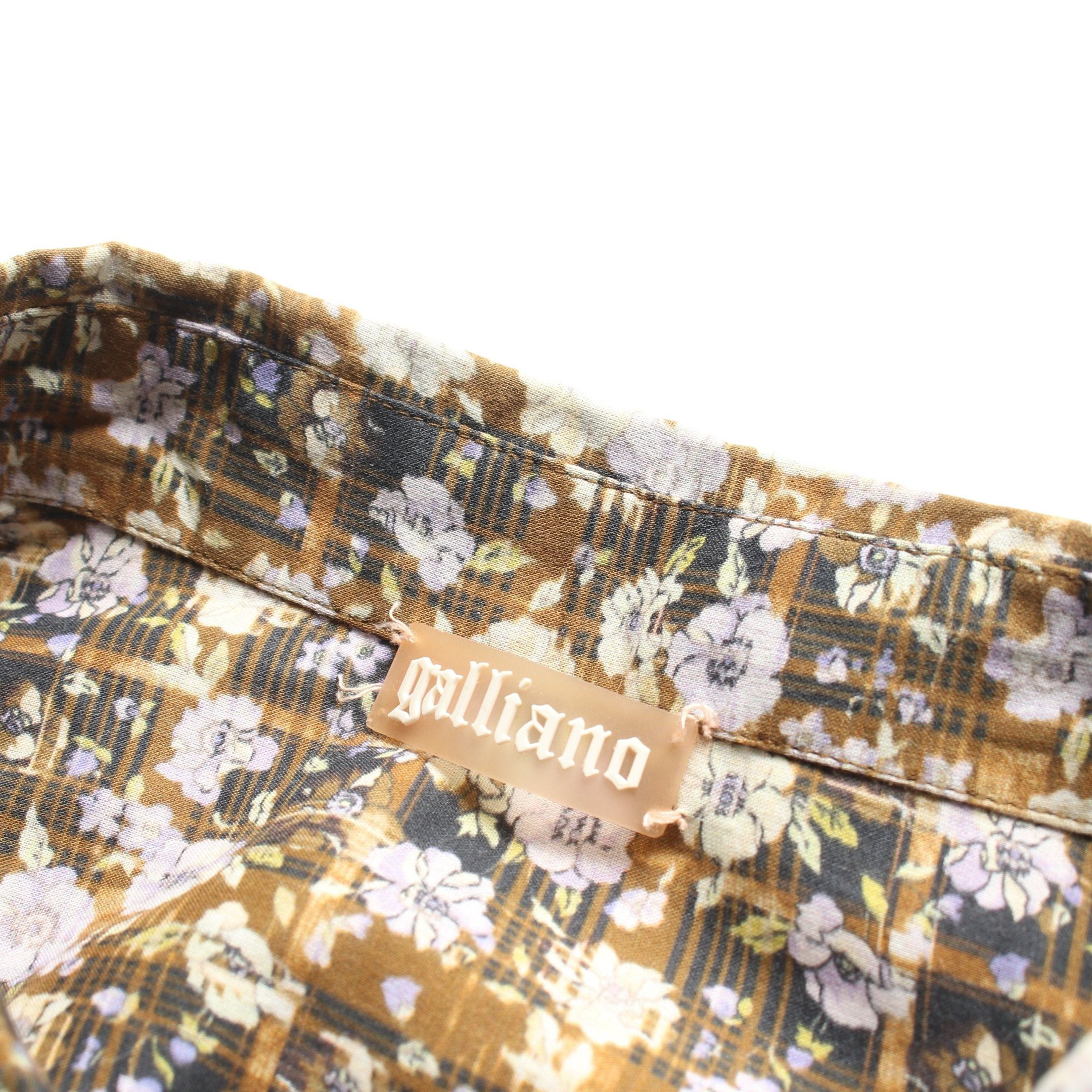 John Galliano Galliano Long Shirt Floral Cotton Yellow Brown Multicolor Size ONE SIZE - 6 Thumbnail