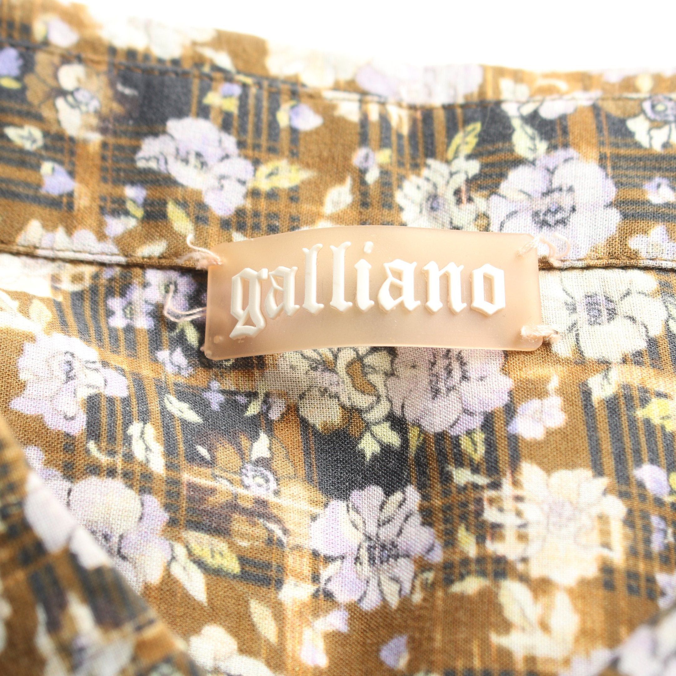 John Galliano Galliano Long Shirt Floral Cotton Yellow Brown Multicolor Size ONE SIZE - 3 Thumbnail