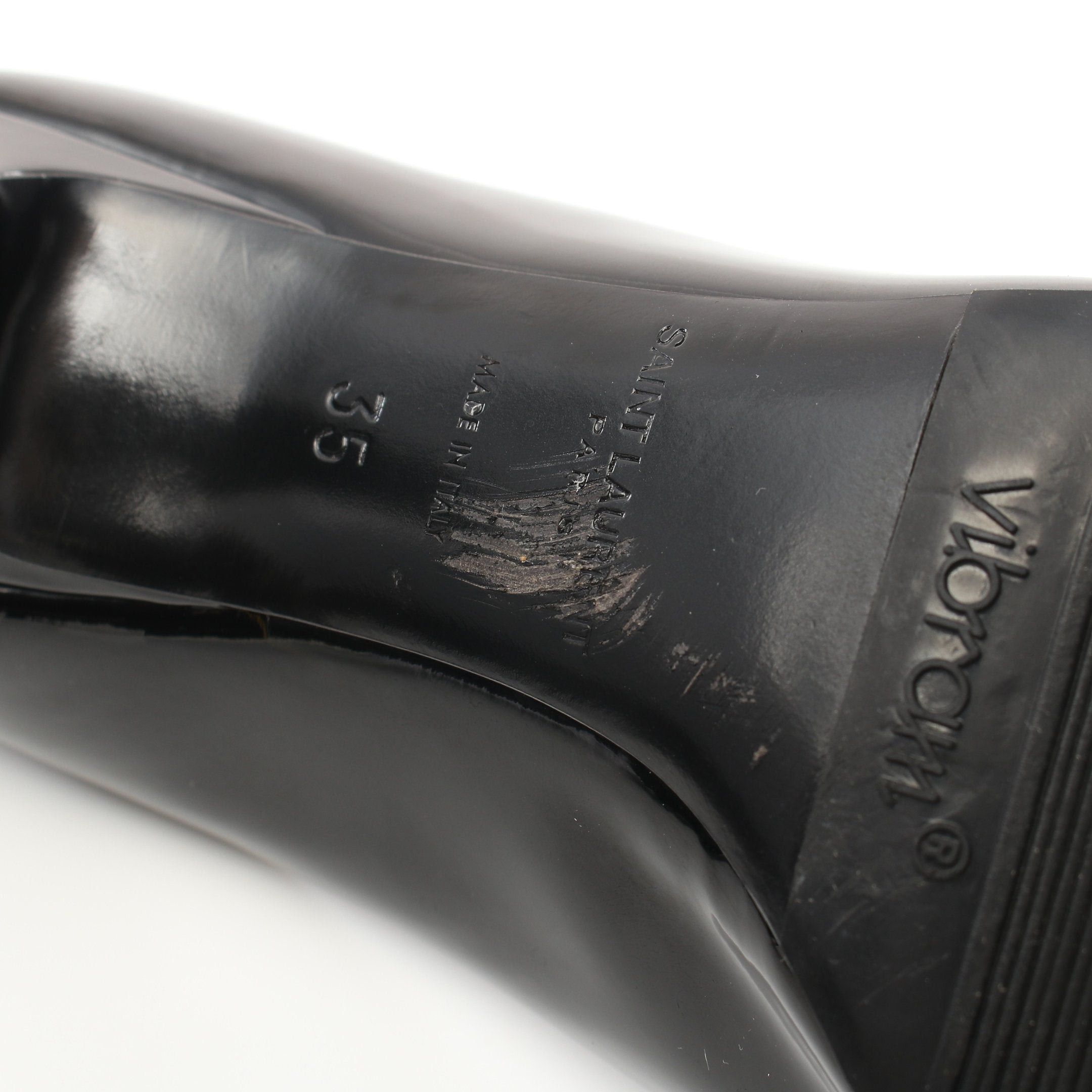 Yves Saint Laurent Yves Saint Laurent Pointed Toe Pumps Patent Leather Black Size ONE SIZE - 7 Thumbnail