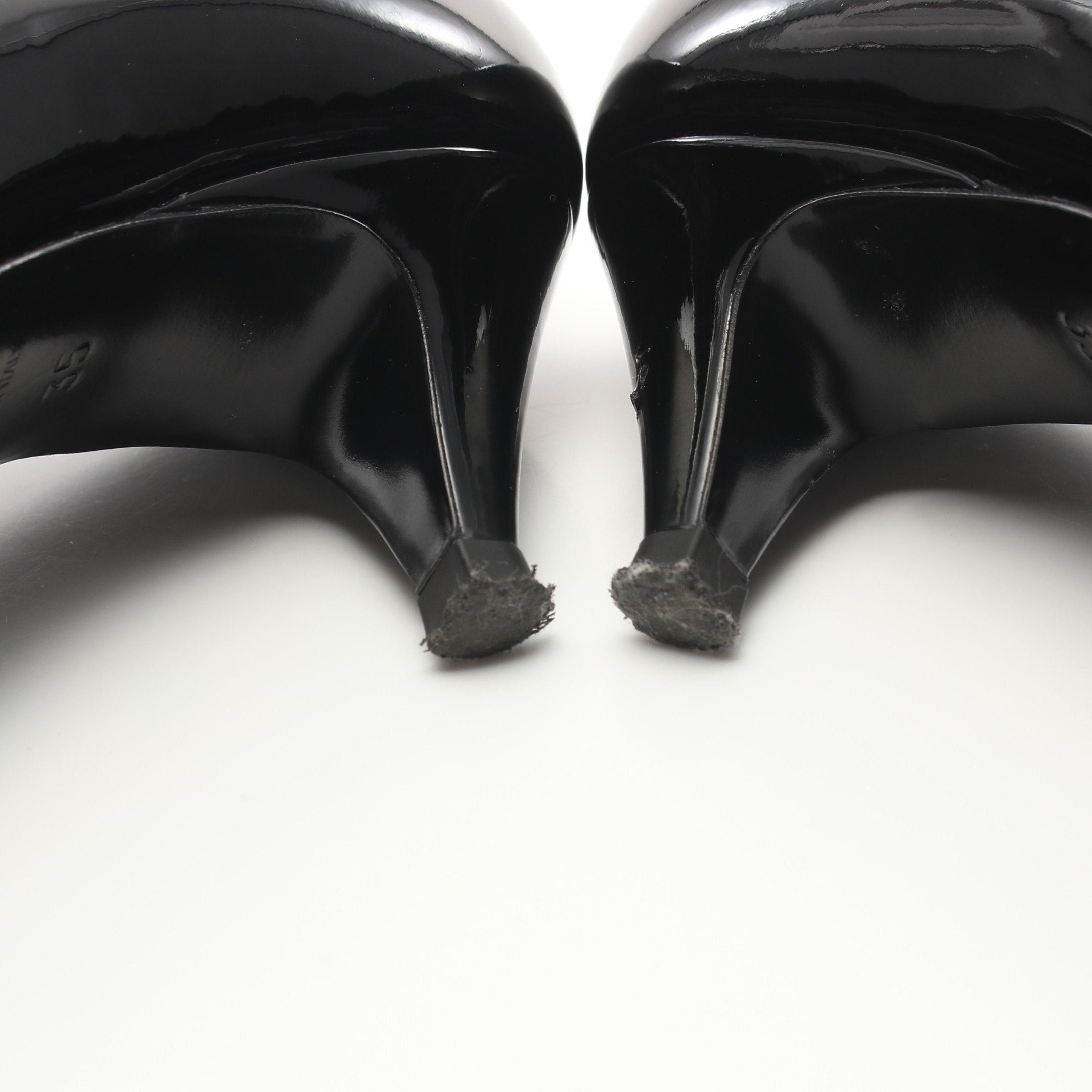 Yves Saint Laurent Yves Saint Laurent Pointed Toe Pumps Patent Leather Black Size ONE SIZE - 6 Thumbnail