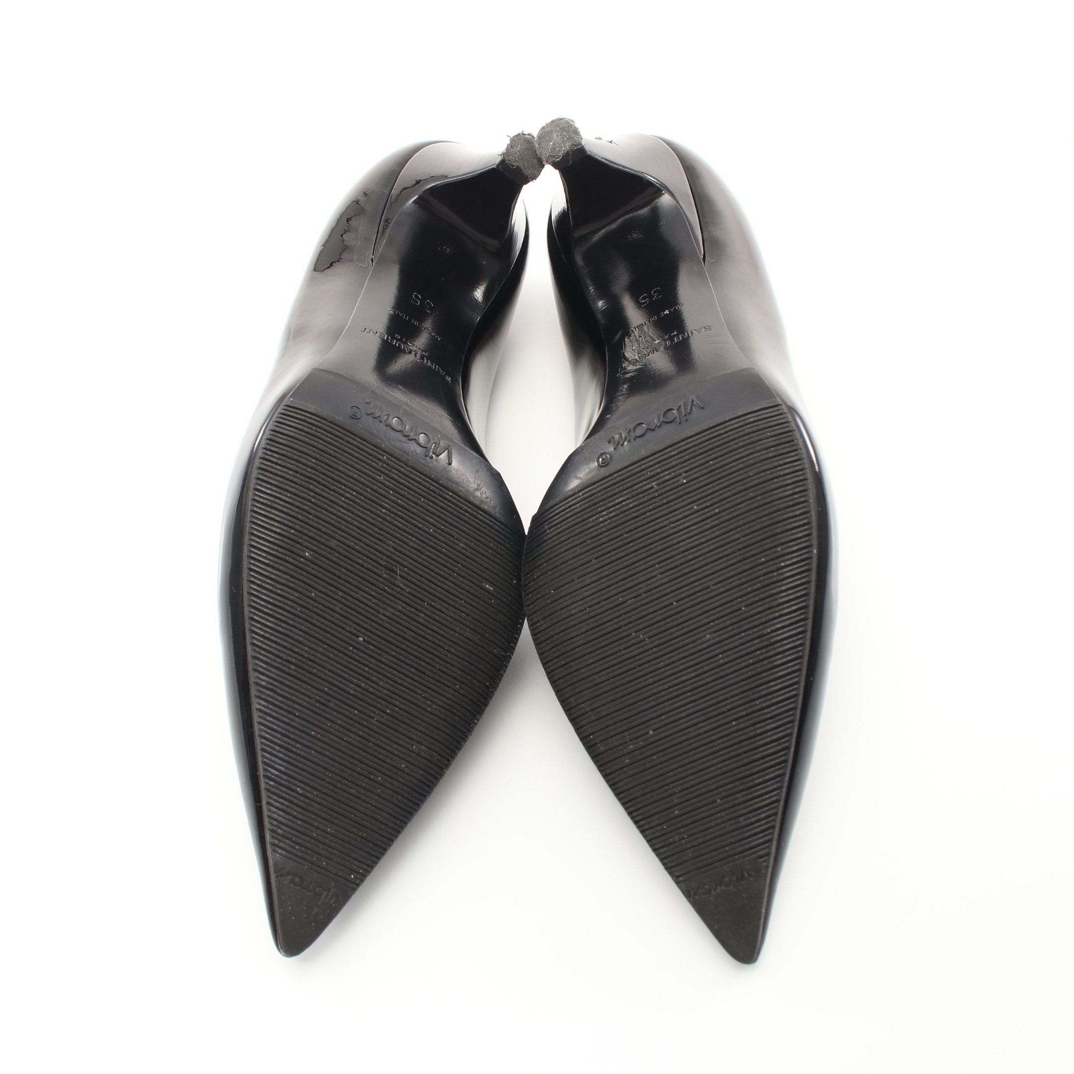Yves Saint Laurent Yves Saint Laurent Pointed Toe Pumps Patent Leather Black Size ONE SIZE - 4 Thumbnail