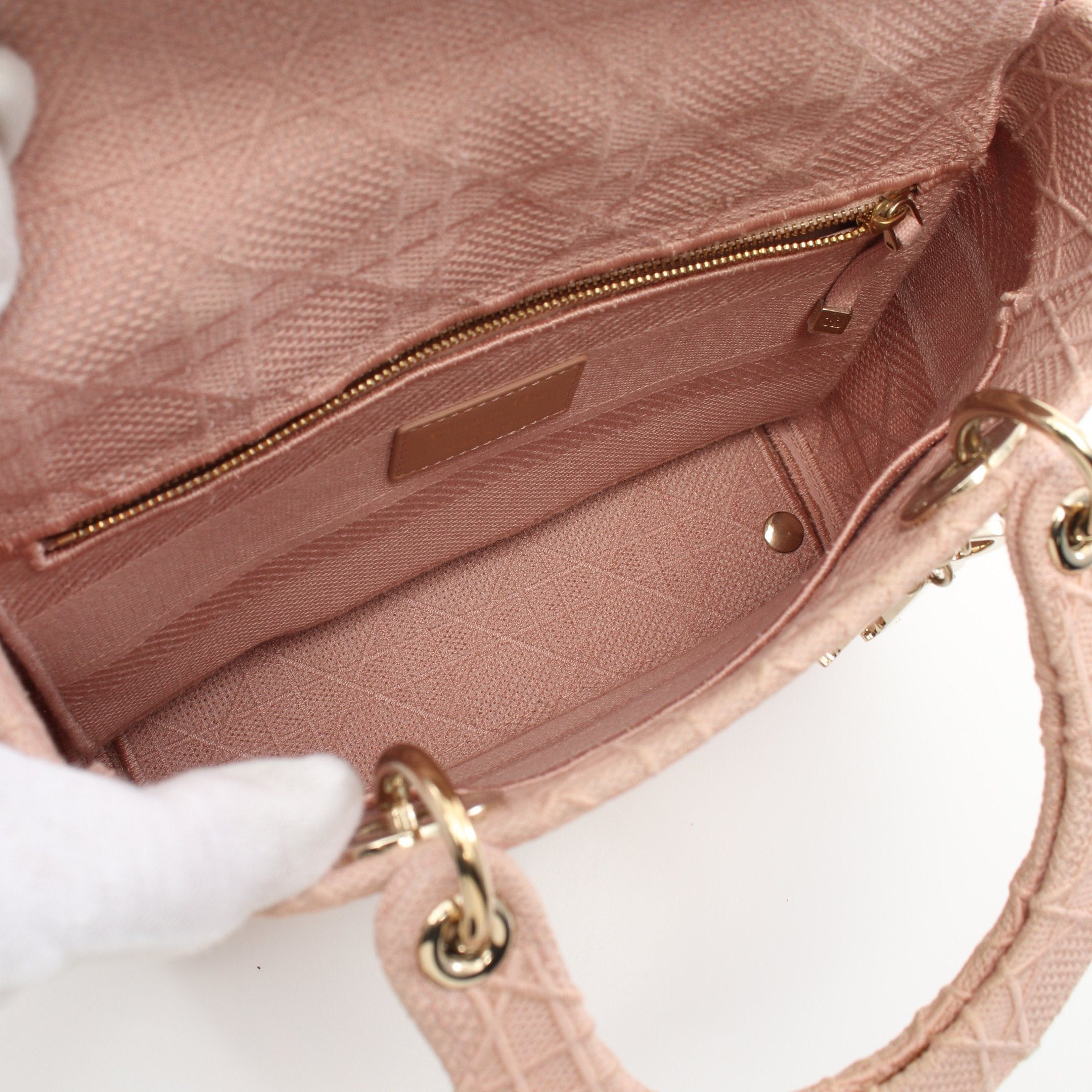 Dior Dior Lady Medium Bag Handbag Canvas Pink Size ONE SIZE - 3 Thumbnail