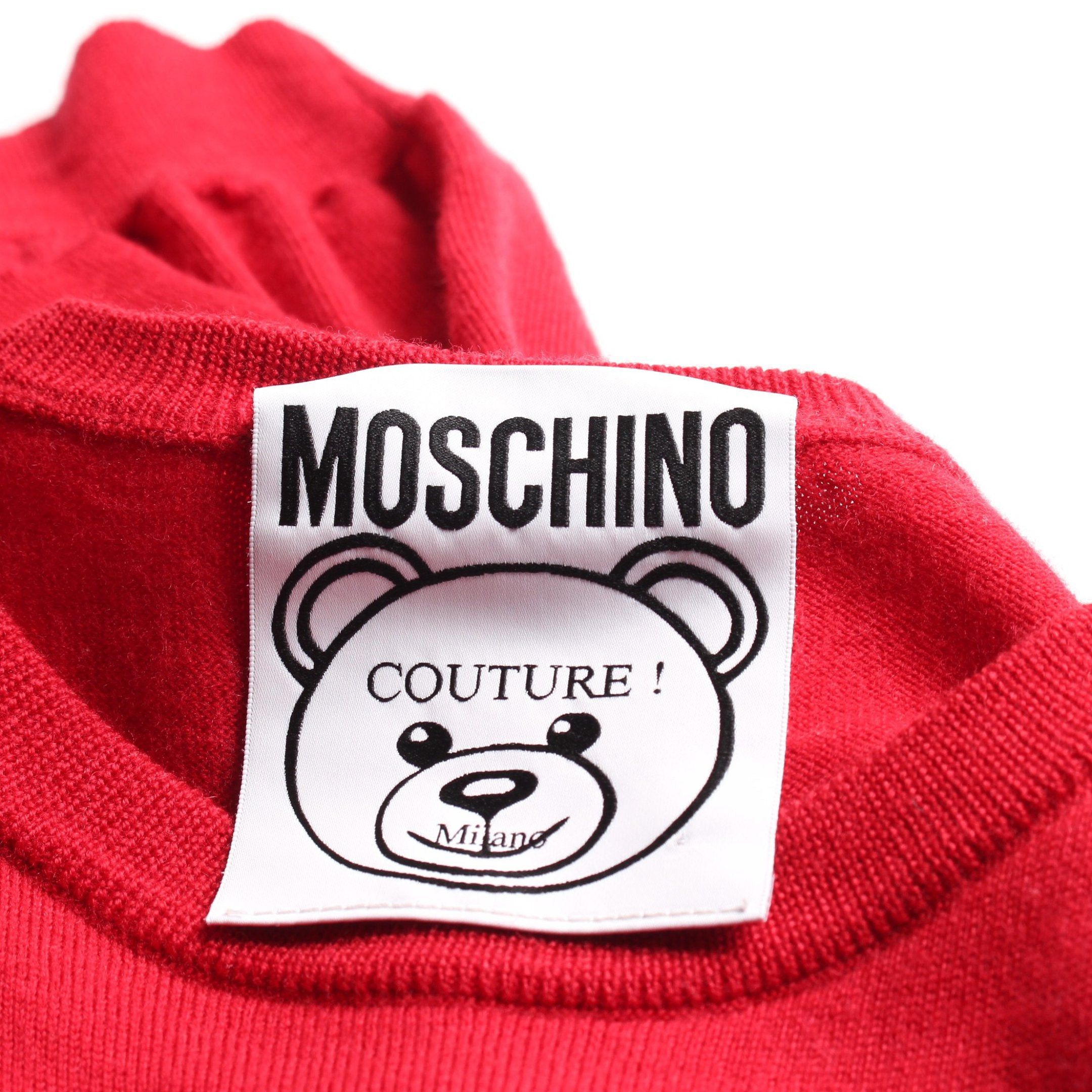 Moschino Moschino Transformers Bear Long Knit Wool Red Multicolor Size ONE SIZE - 3 Thumbnail