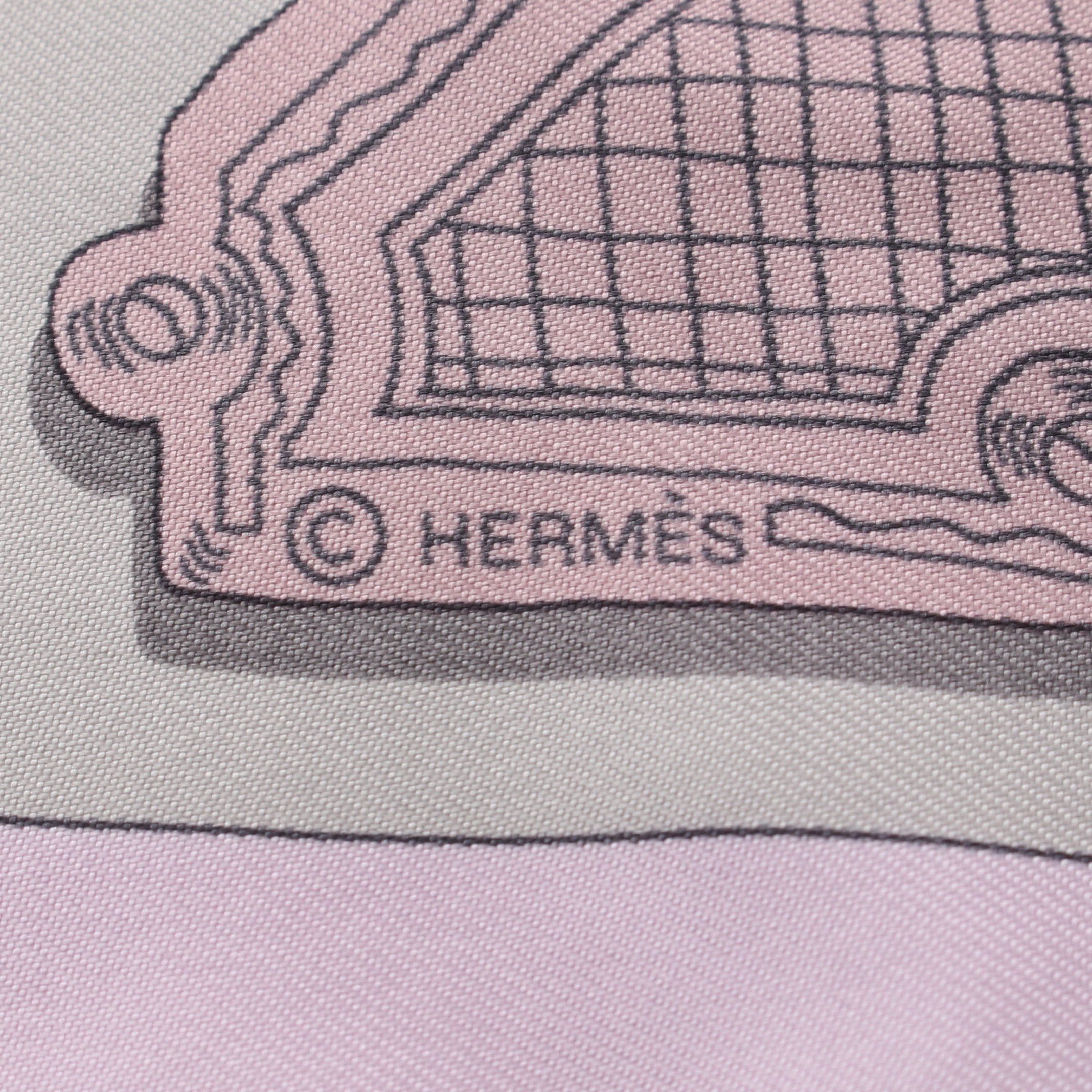 Hermes Hermes Carres 90 Merveilleuses Lanternes Scarf Silk Gray Multicolor Size ONE SIZE - 2 Thumbnail