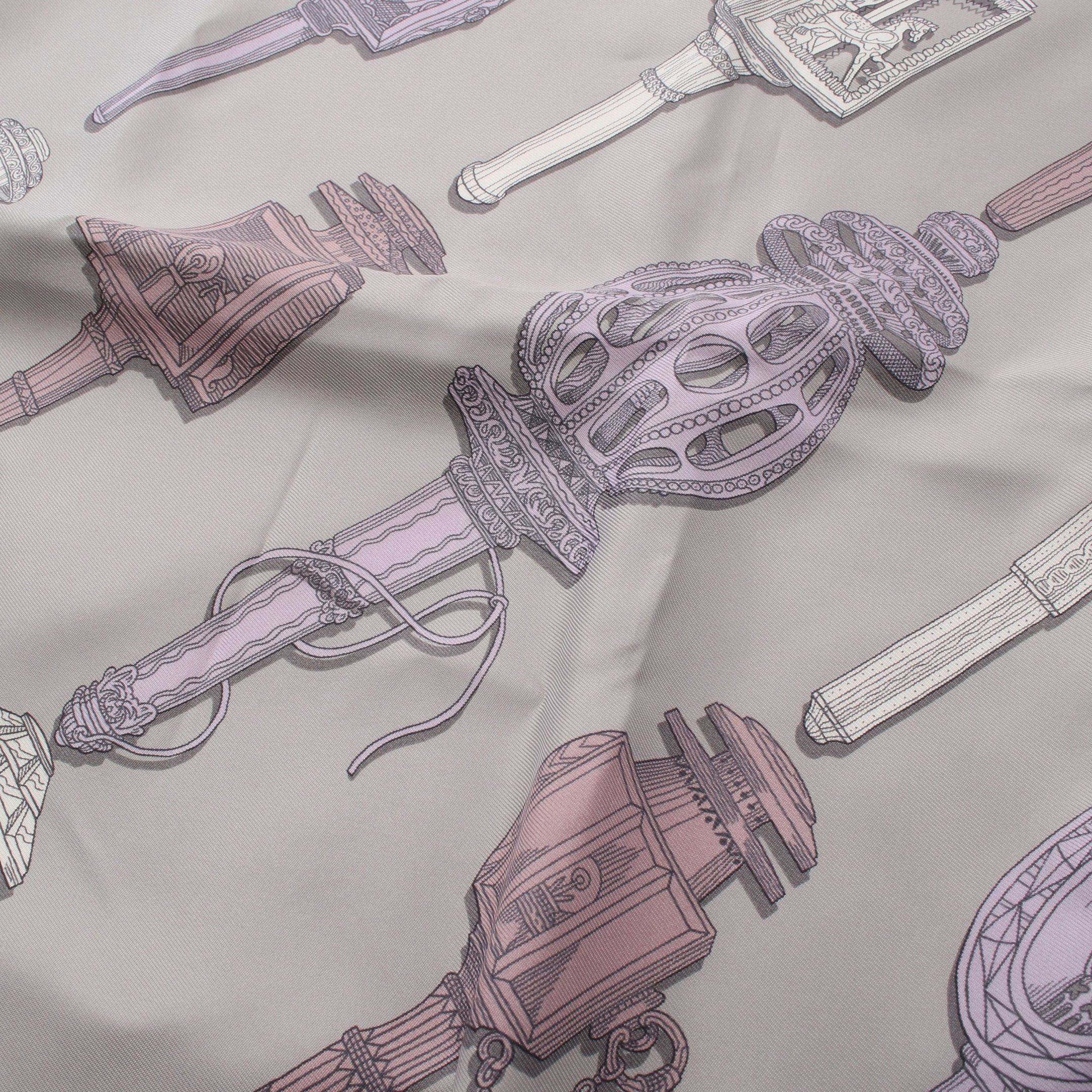 Hermes Hermes Carres 90 Merveilleuses Lanternes Scarf Silk Gray Multicolor Size ONE SIZE - 4 Thumbnail