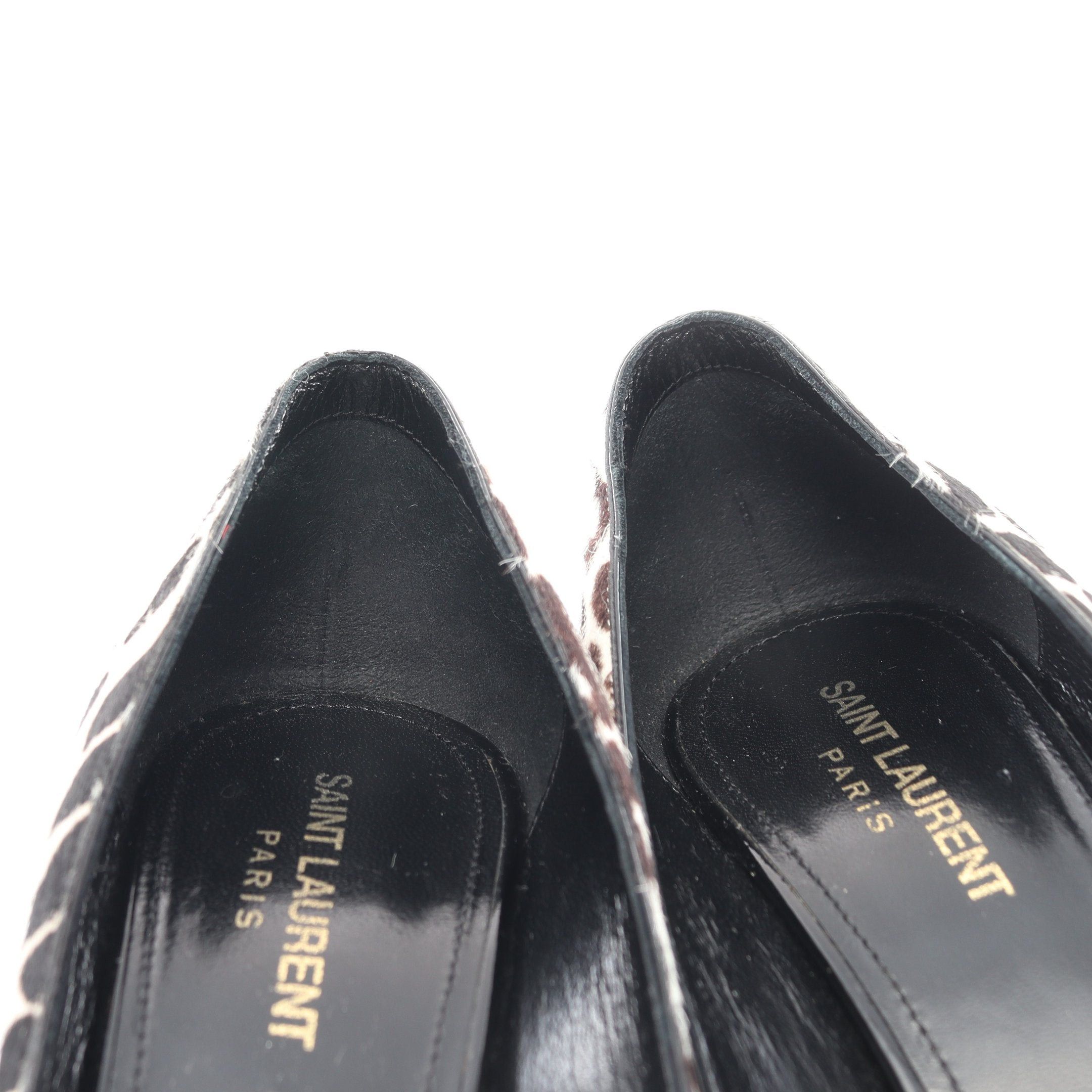 Yves Saint Laurent Yves Saint Laurent Pointed Toe Pumps Animal Print Unborn Calf Off White Black Size ONE SIZE - 9 Thumbnail