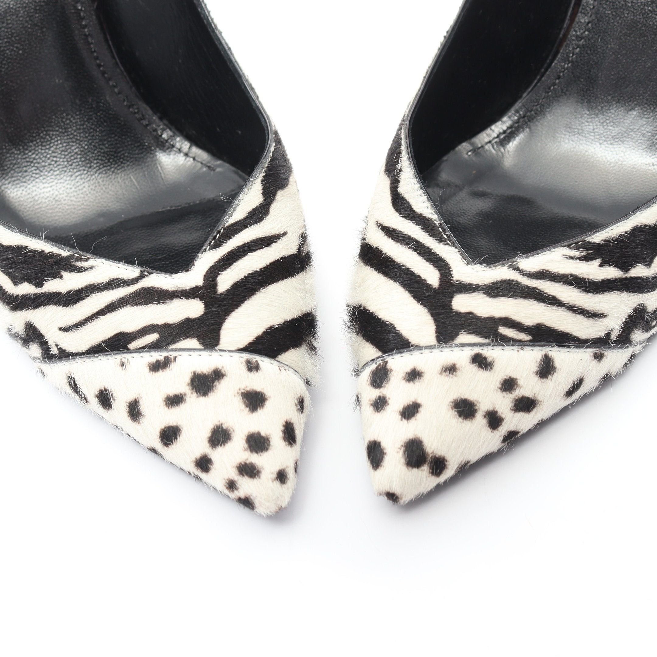Yves Saint Laurent Yves Saint Laurent Pointed Toe Pumps Animal Print Unborn Calf Off White Black Size ONE SIZE - 6 Thumbnail