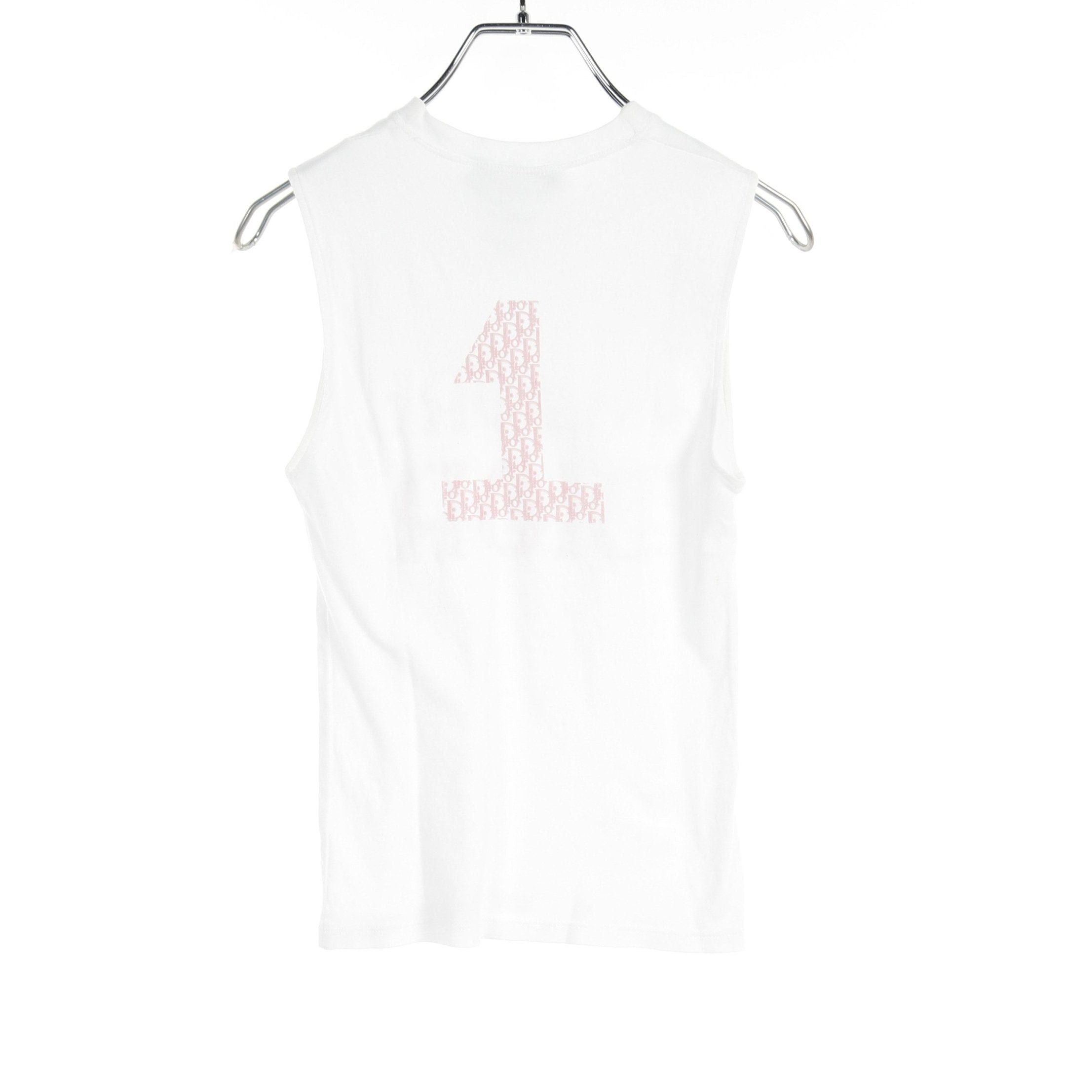 Dior Dior Tank Top Crew Neck Logo Print Cotton White Light Pink Size ONE SIZE - 2 Thumbnail