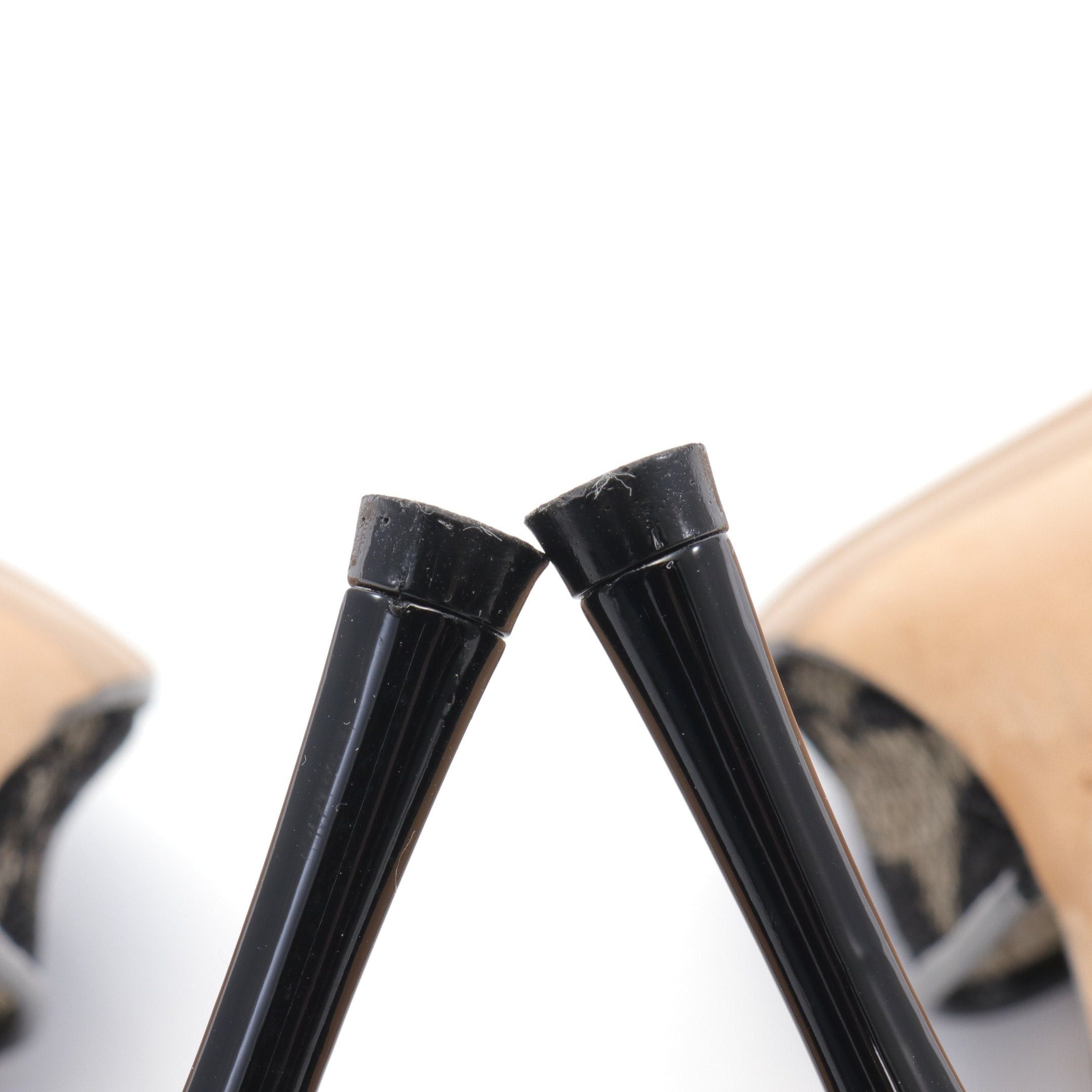 Jimmy Choo Jimmy Choo Open Toe Pumps Lace Fabric Patent Leather Black Beige Size ONE SIZE - 8 Thumbnail