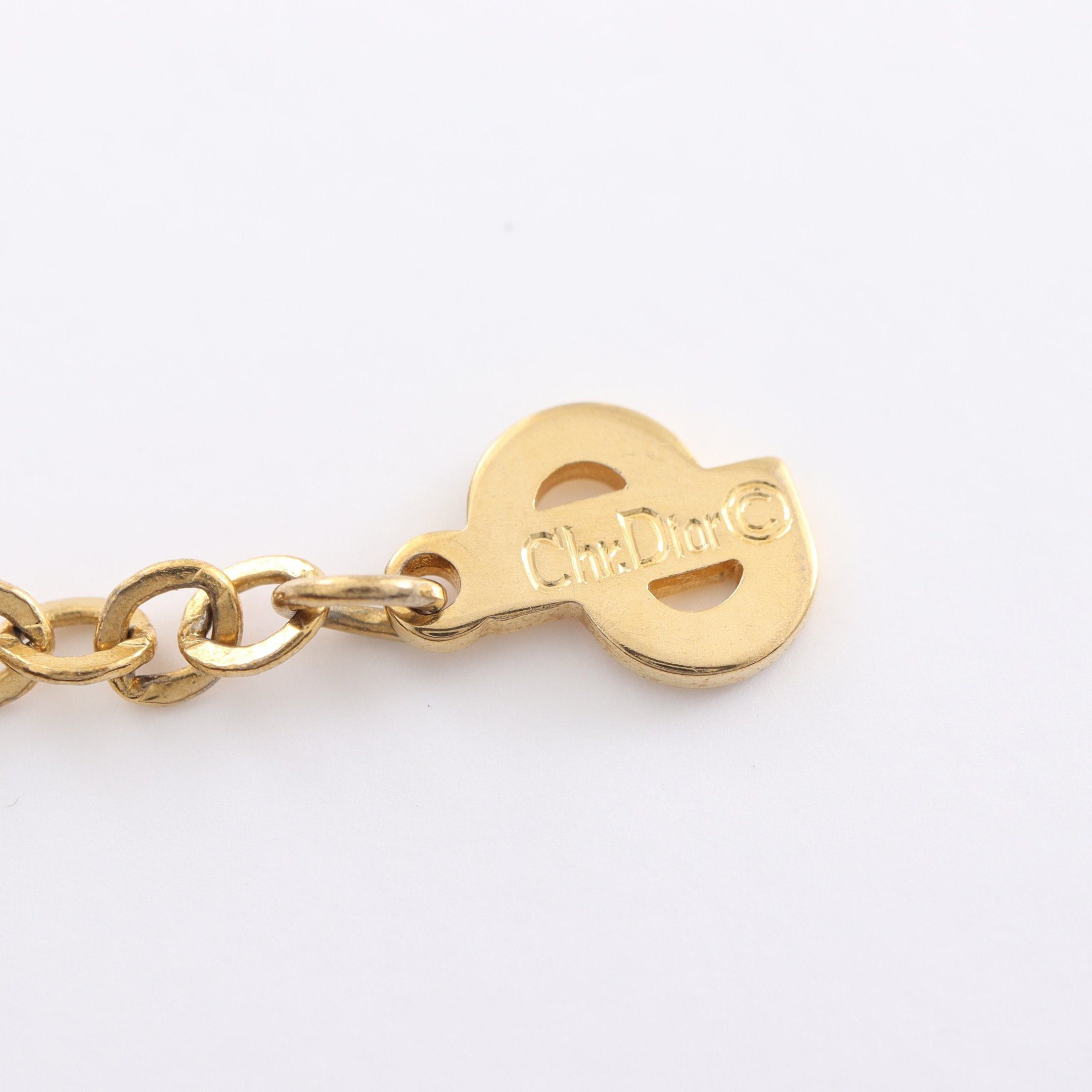 Dior Dior Cd Logo Necklace Gp Rhinestone Gold Clear Size ONE SIZE - 4 Thumbnail