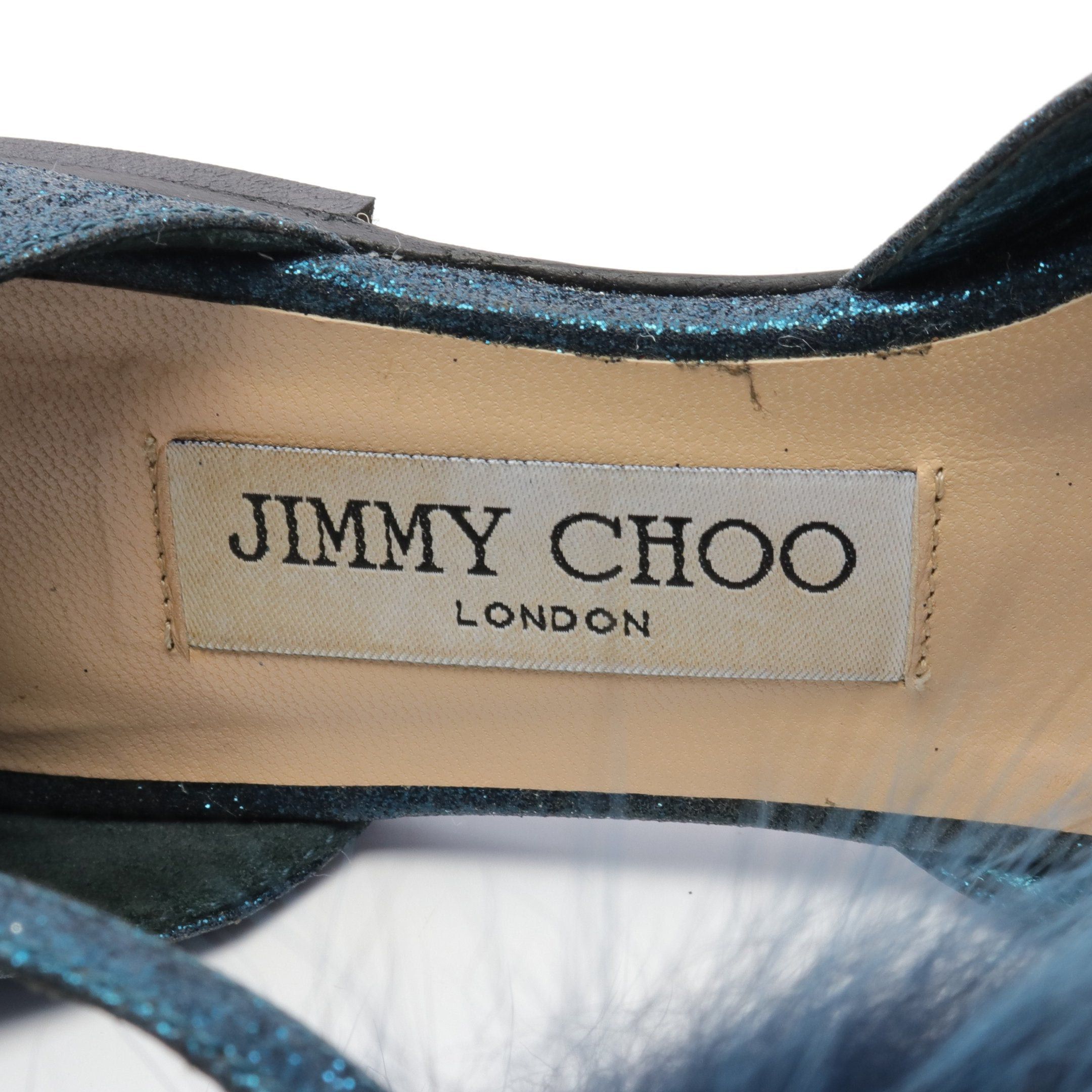 Jimmy Choo Jimmy Choo Dolly Flat Pumps Glitter Fur Blue Size ONE SIZE - 5 Thumbnail
