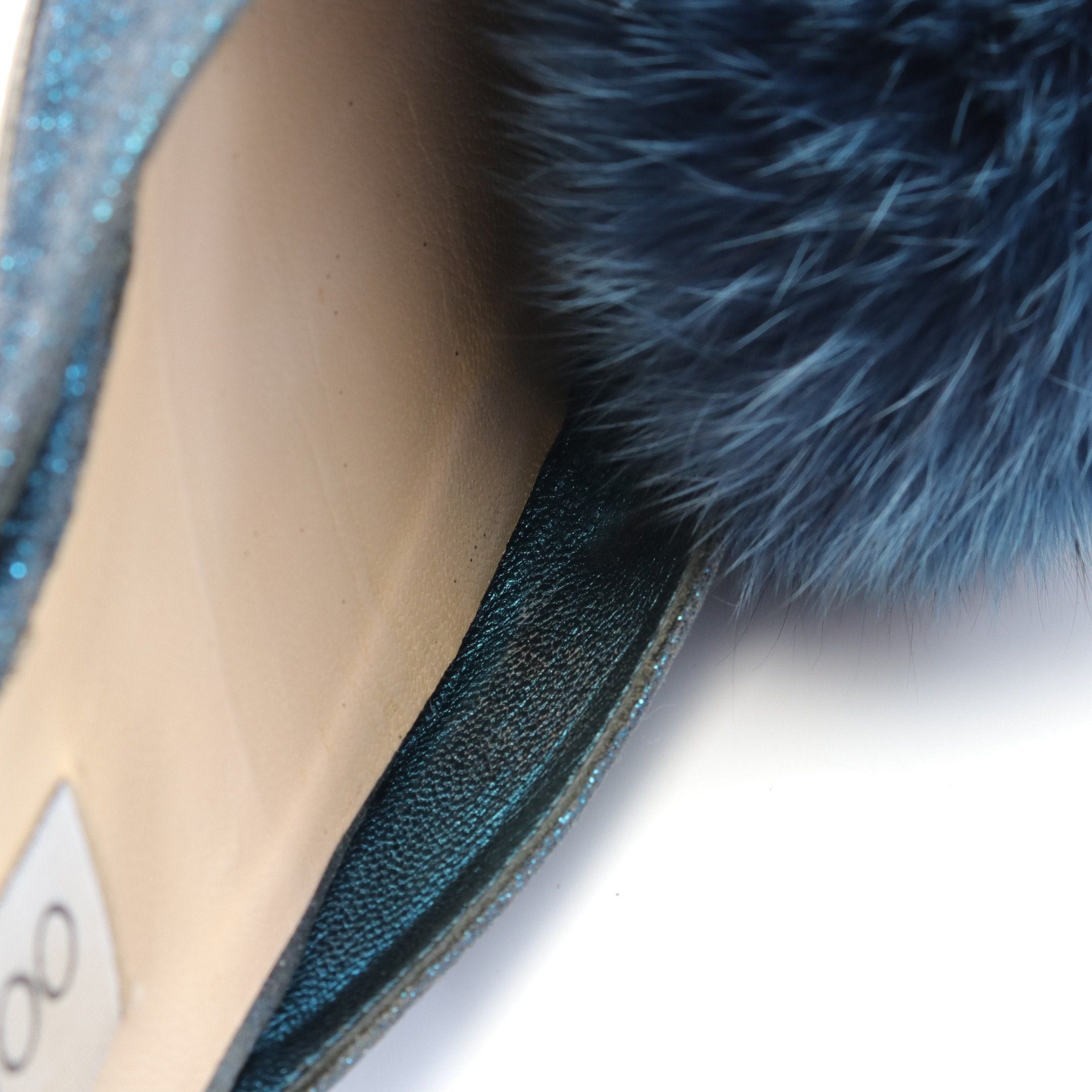 Jimmy Choo Jimmy Choo Dolly Flat Pumps Glitter Fur Blue Size ONE SIZE - 7 Thumbnail