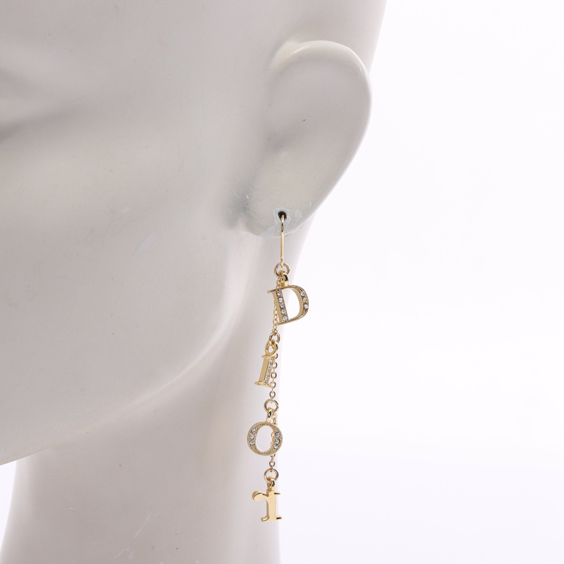Dior Dior Dior Logo Earrings Gp Rhinestone Gold Clear Size ONE SIZE - 4 Thumbnail