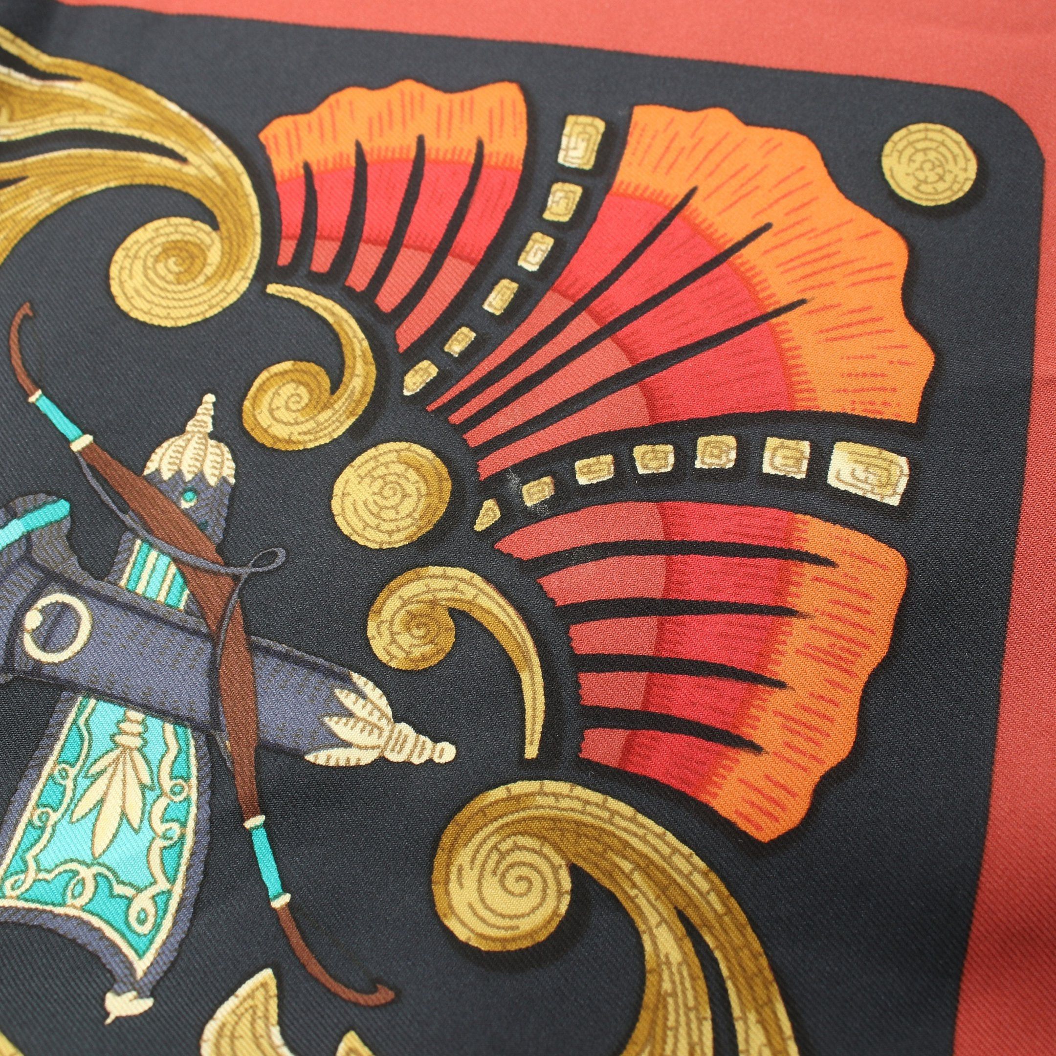 Hermes Hermes Carres 90 Cheval Turc Scarf Silk Black Multicolor Size ONE SIZE - 7 Thumbnail