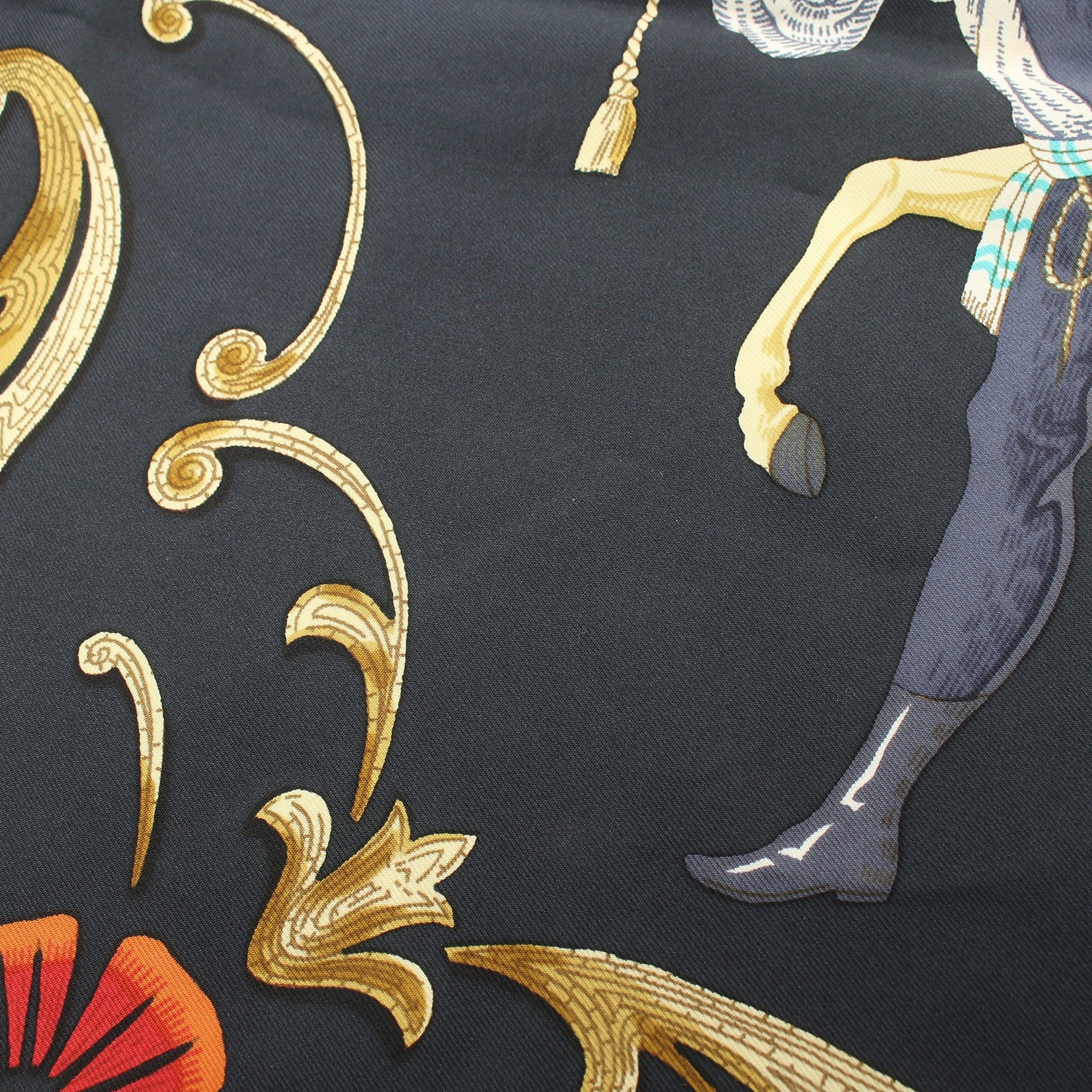 Hermes Hermes Carres 90 Cheval Turc Scarf Silk Black Multicolor Size ONE SIZE - 5 Thumbnail