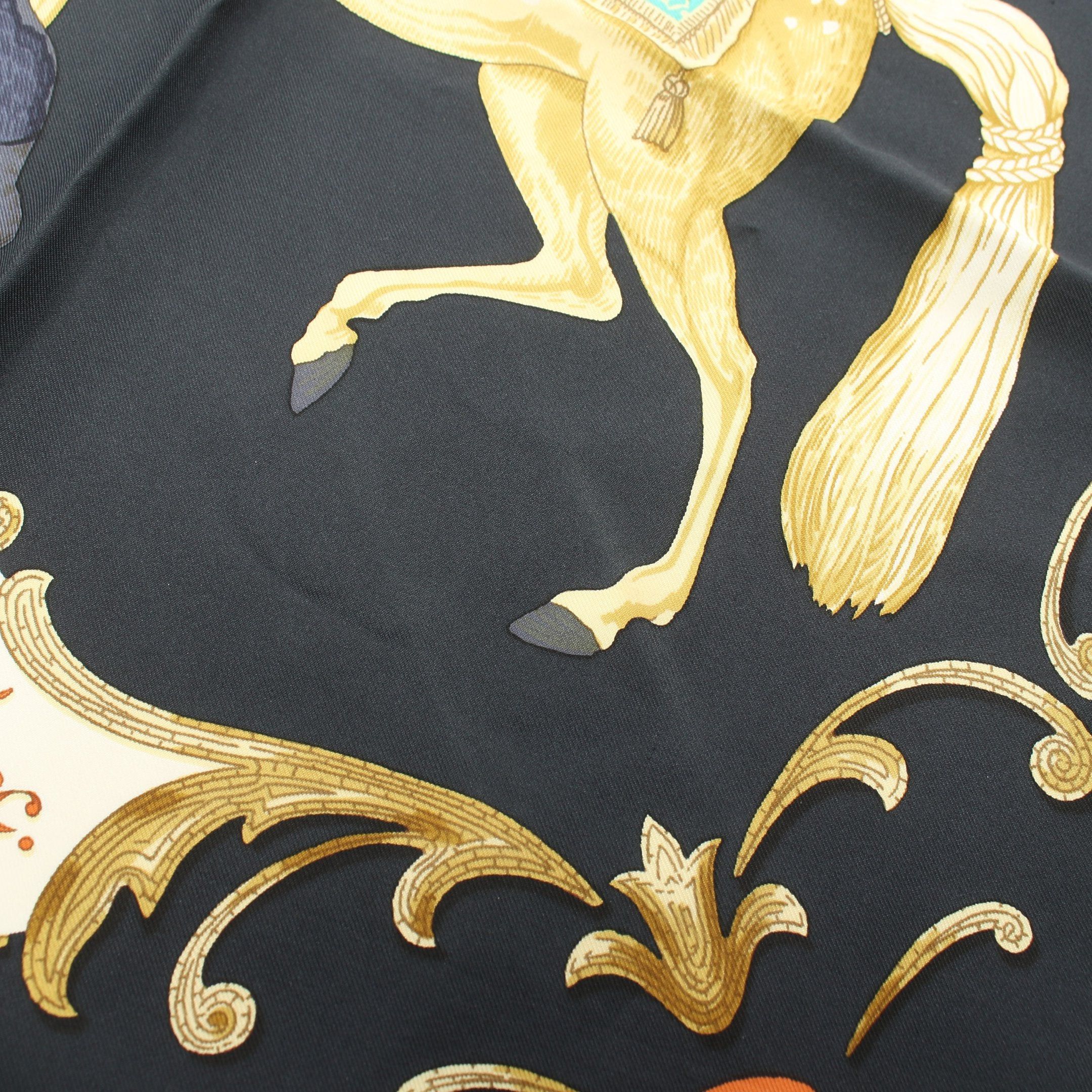 Hermes Hermes Carres 90 Cheval Turc Scarf Silk Black Multicolor Size ONE SIZE - 4 Thumbnail