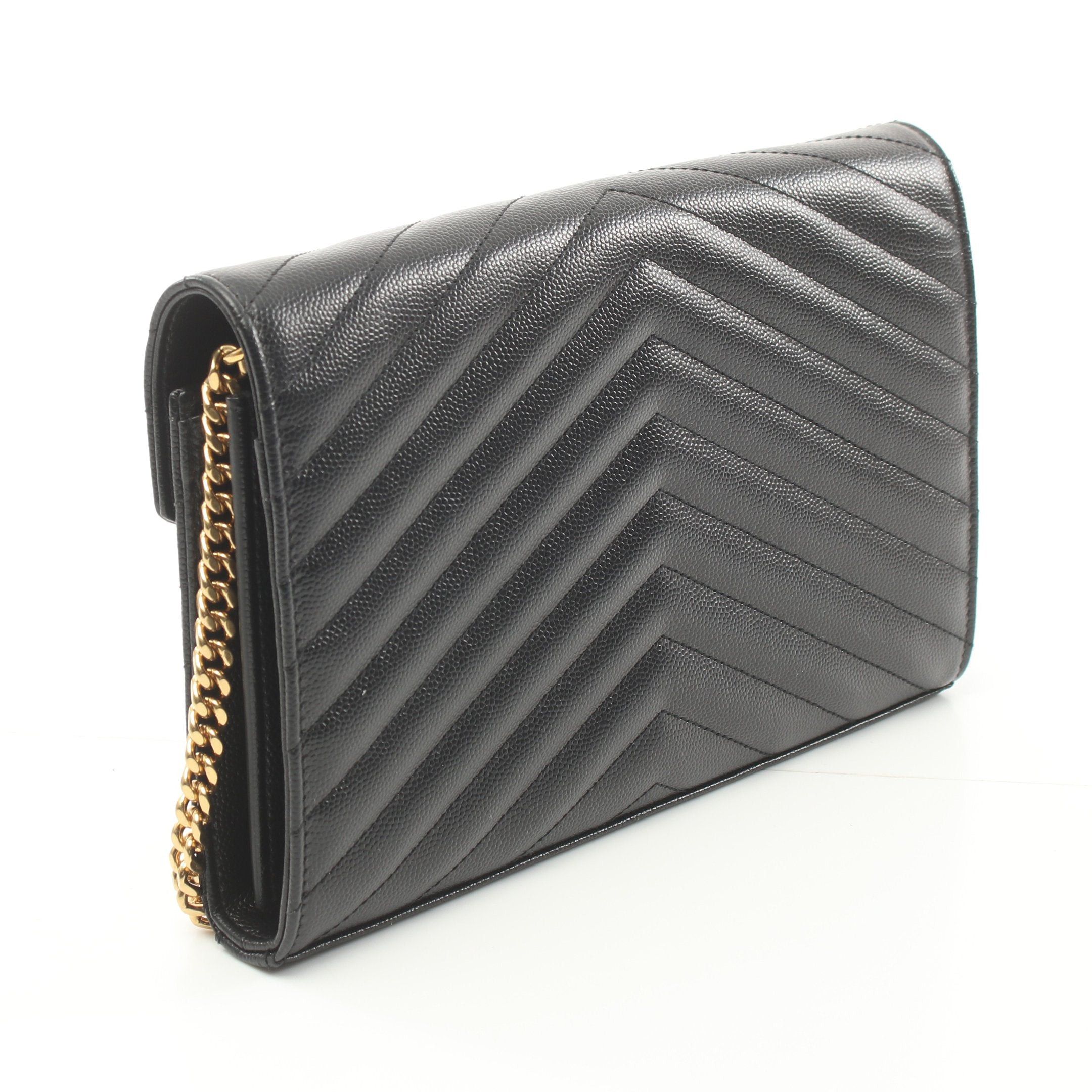 Yves Saint Laurent Yves Saint Laurent Monogram Saint Laurent Chain Wallet Leather Black Size ONE SIZE - 2 Thumbnail