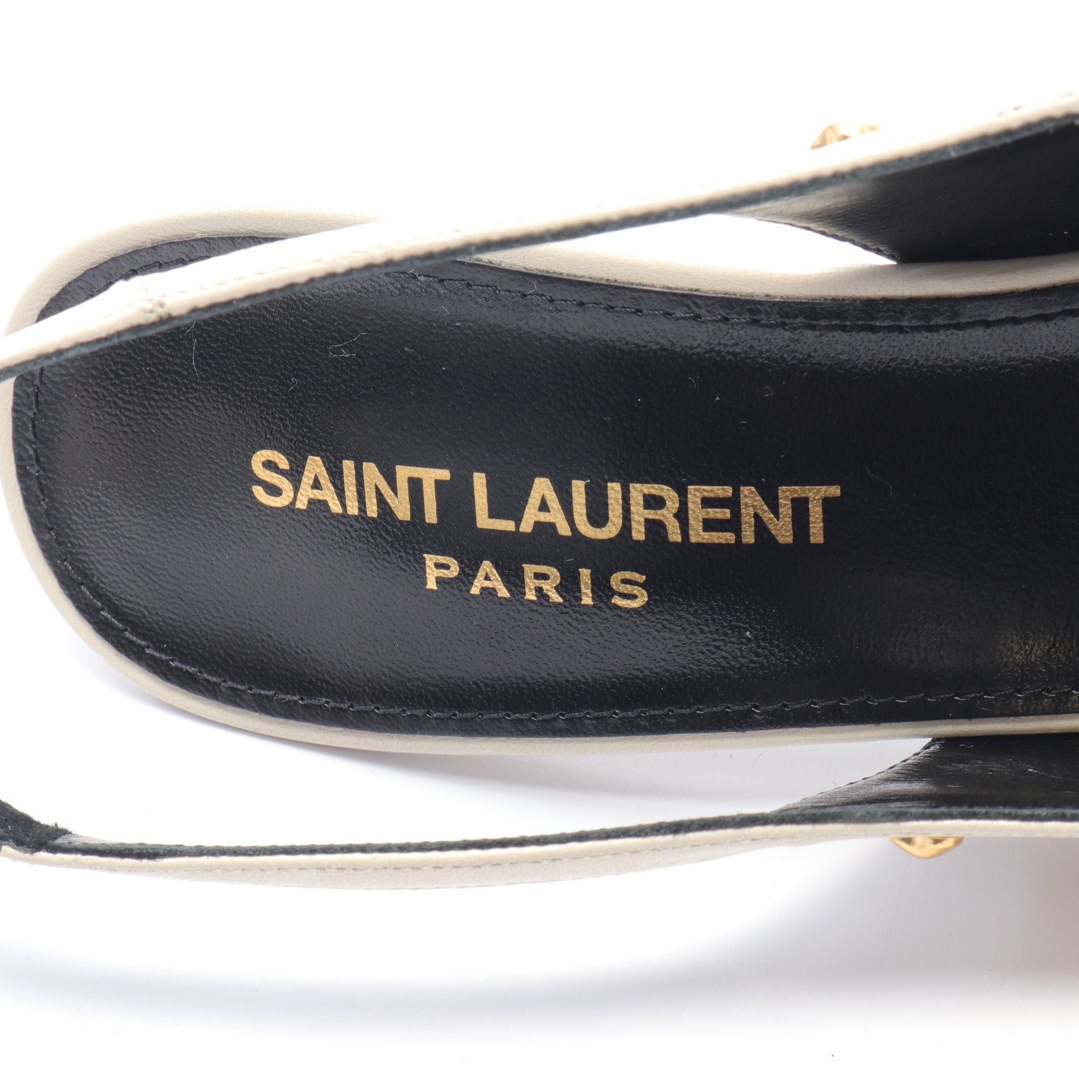 Yves Saint Laurent Yves Saint Laurent Back Strap Pumps Leather Ivory Heart Studs Size ONE SIZE - 5 Thumbnail