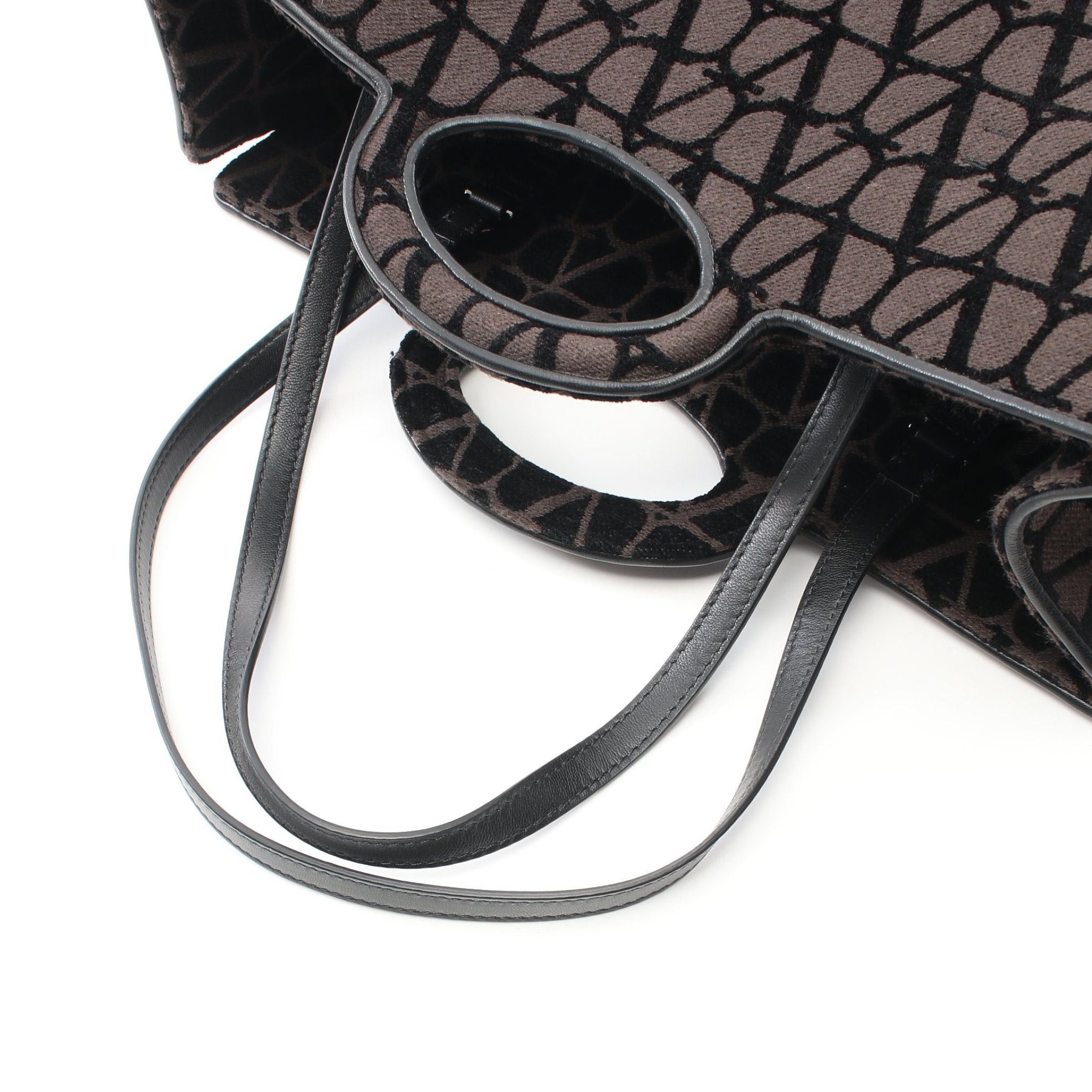 Valentino Valentino Le Troisieme Toile Iconographe Tote Bag Handbag Fabric Leather Gray Brown Black Size ONE SIZE - 5 Thumbnail