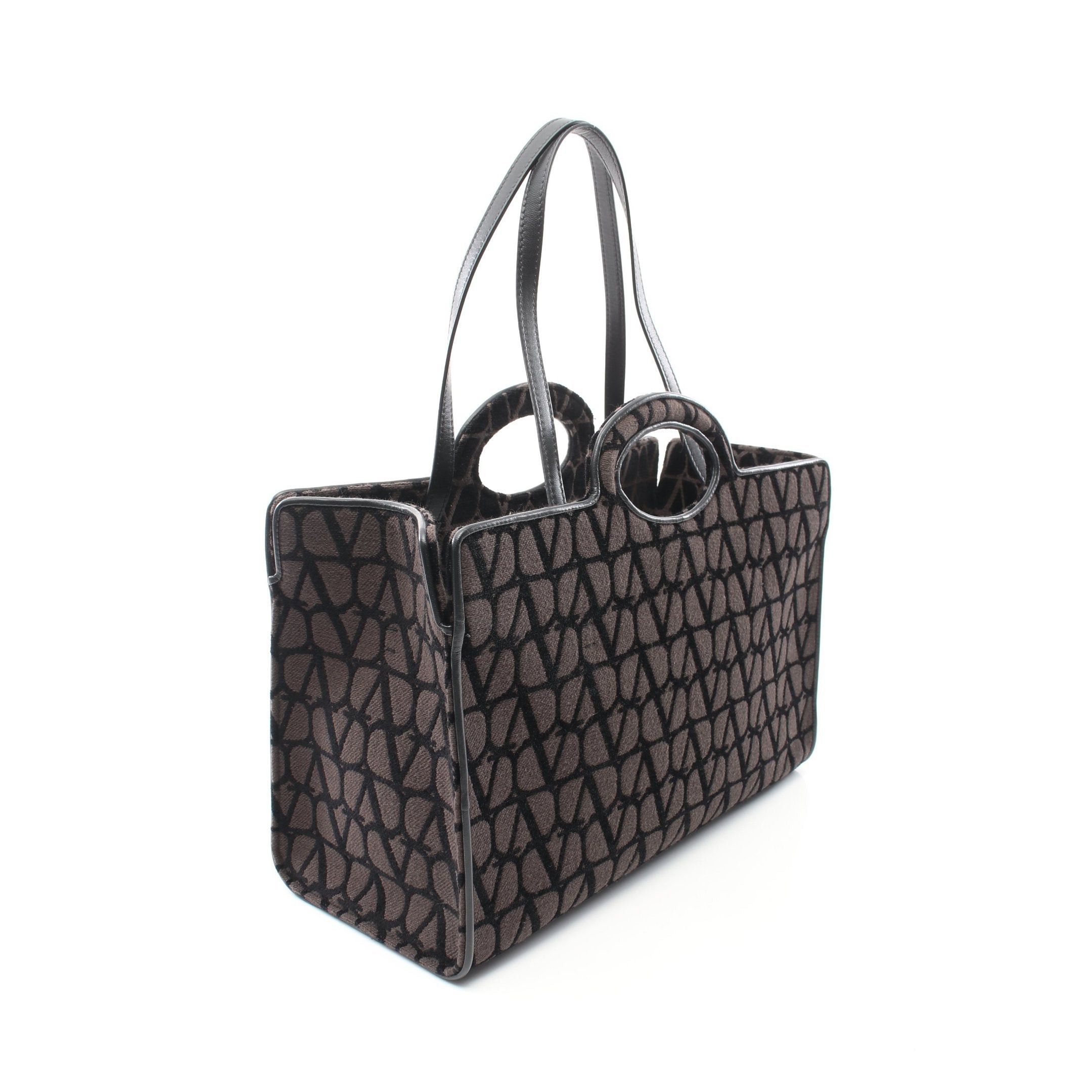 Valentino Valentino Le Troisieme Toile Iconographe Tote Bag Handbag Fabric Leather Gray Brown Black Size ONE SIZE - 2 Thumbnail
