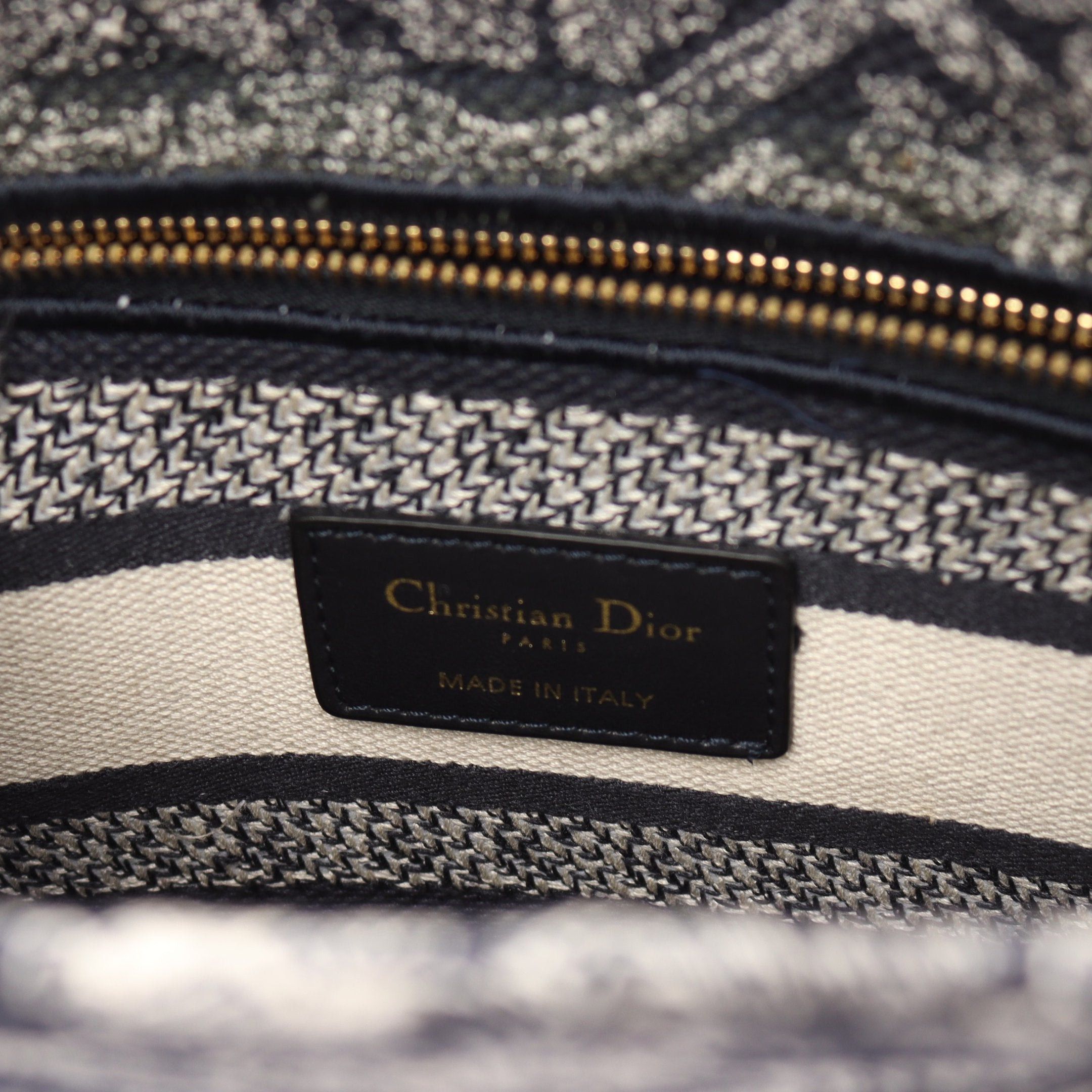 Dior Dior Lady Medium Bag Embroidery Handbag Canvas Ivory Navy Size ONE SIZE - 4 Thumbnail