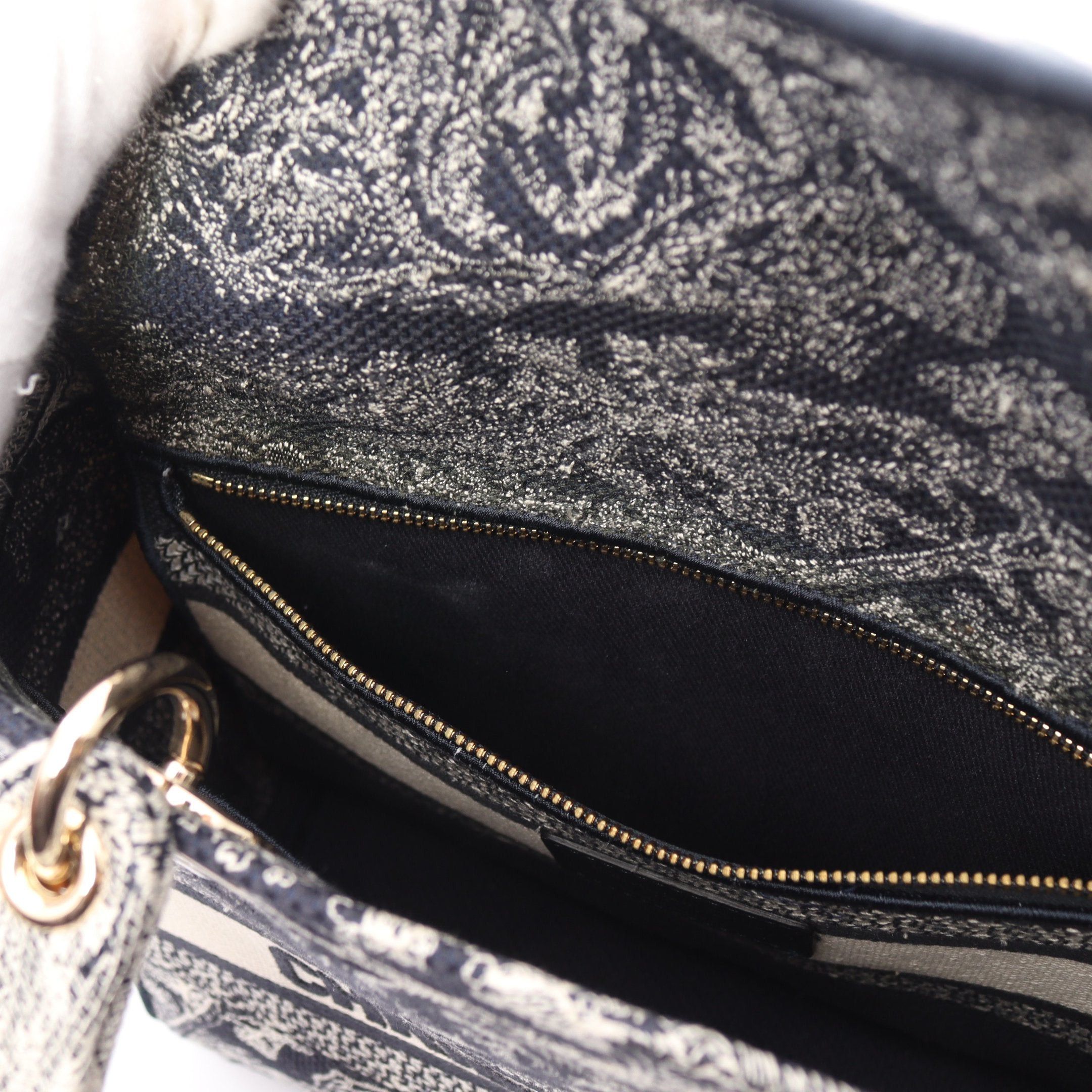 Dior Dior Lady Medium Bag Embroidery Handbag Canvas Ivory Navy Size ONE SIZE - 5 Thumbnail