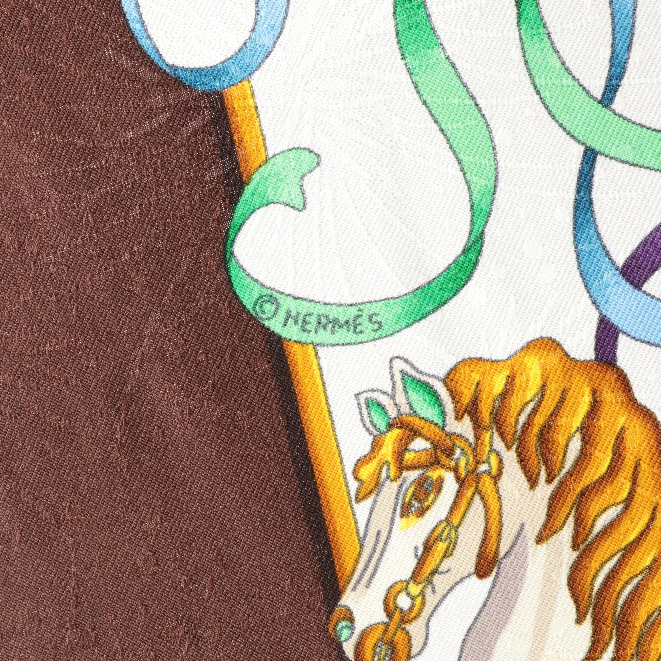 Hermes Hermes Carres 90 Luna Park Scarf Silk Brown Multicolor Size ONE SIZE - 2 Thumbnail