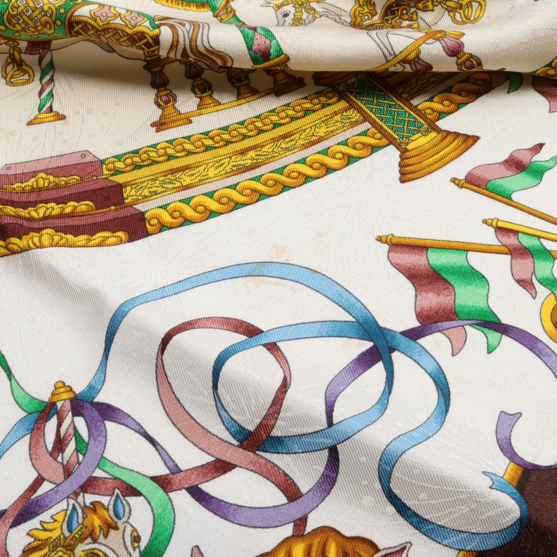 Hermes Hermes Carres 90 Luna Park Scarf Silk Brown Multicolor Size ONE SIZE - 5 Thumbnail