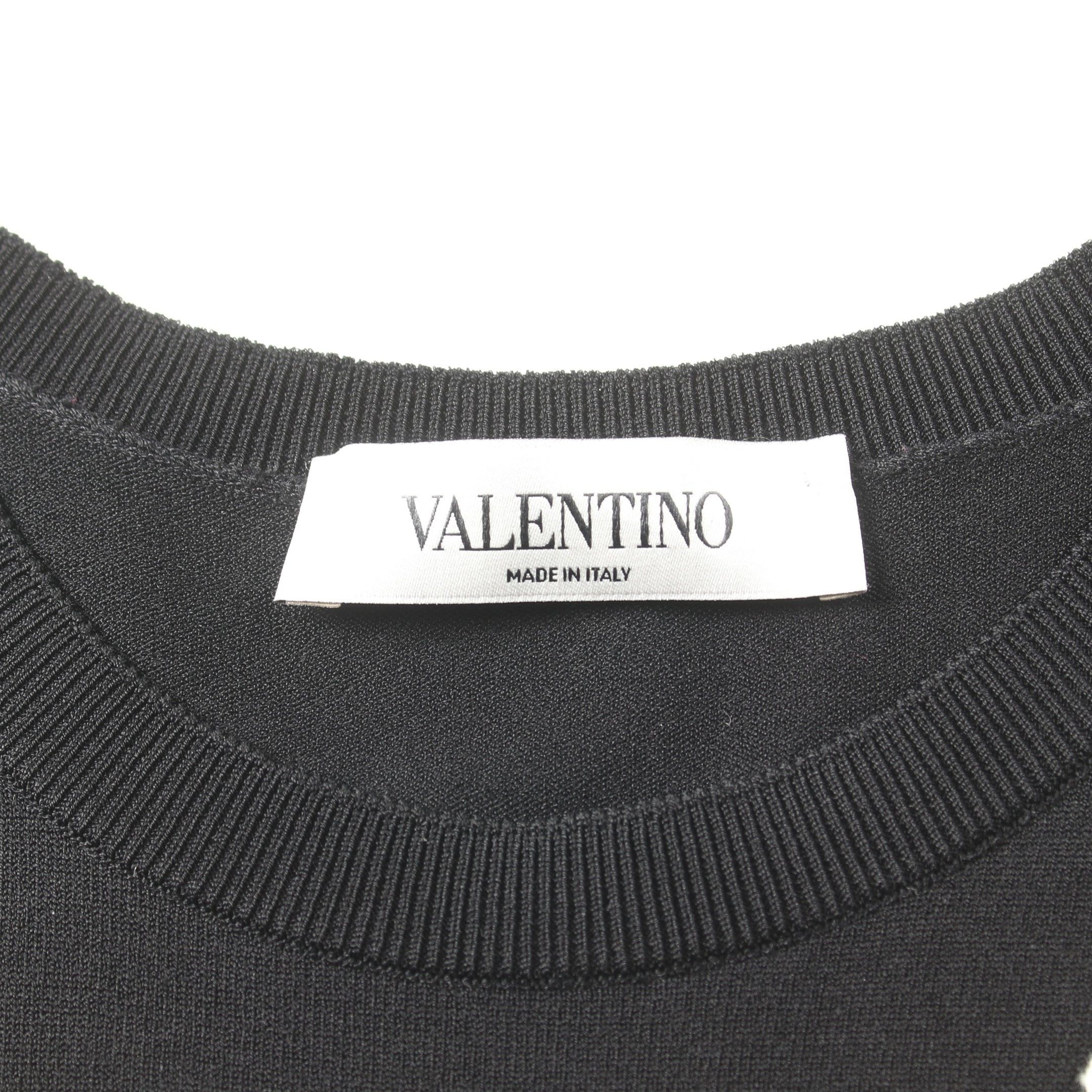 Valentino Valentino Knit Dress Short Sleeve Embroidery Rayon Black White Size ONE SIZE - 3 Thumbnail