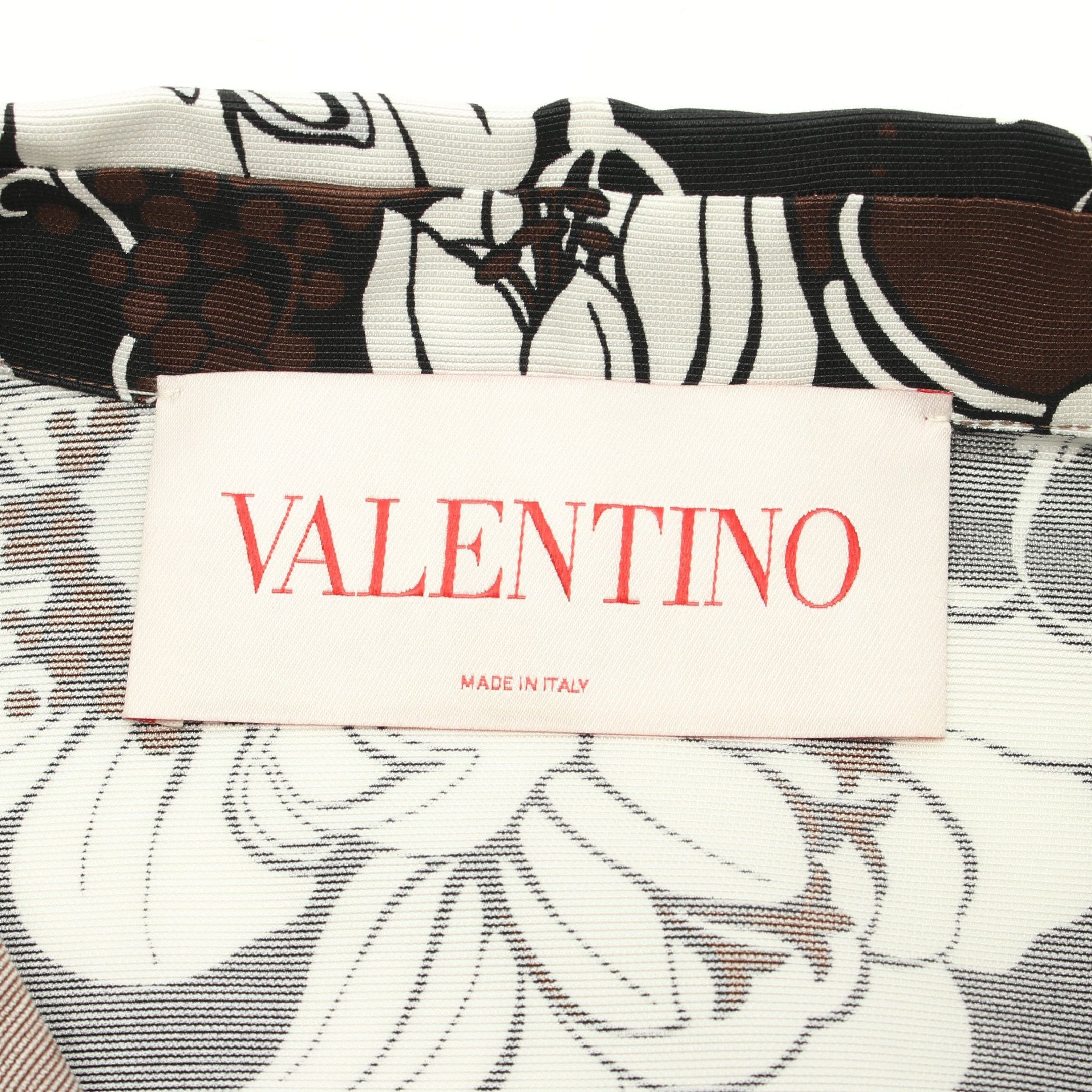 Valentino Valentino Tunic Shirt Floral Pattern Cotton Silk Brown Black White Size ONE SIZE - 3 Thumbnail
