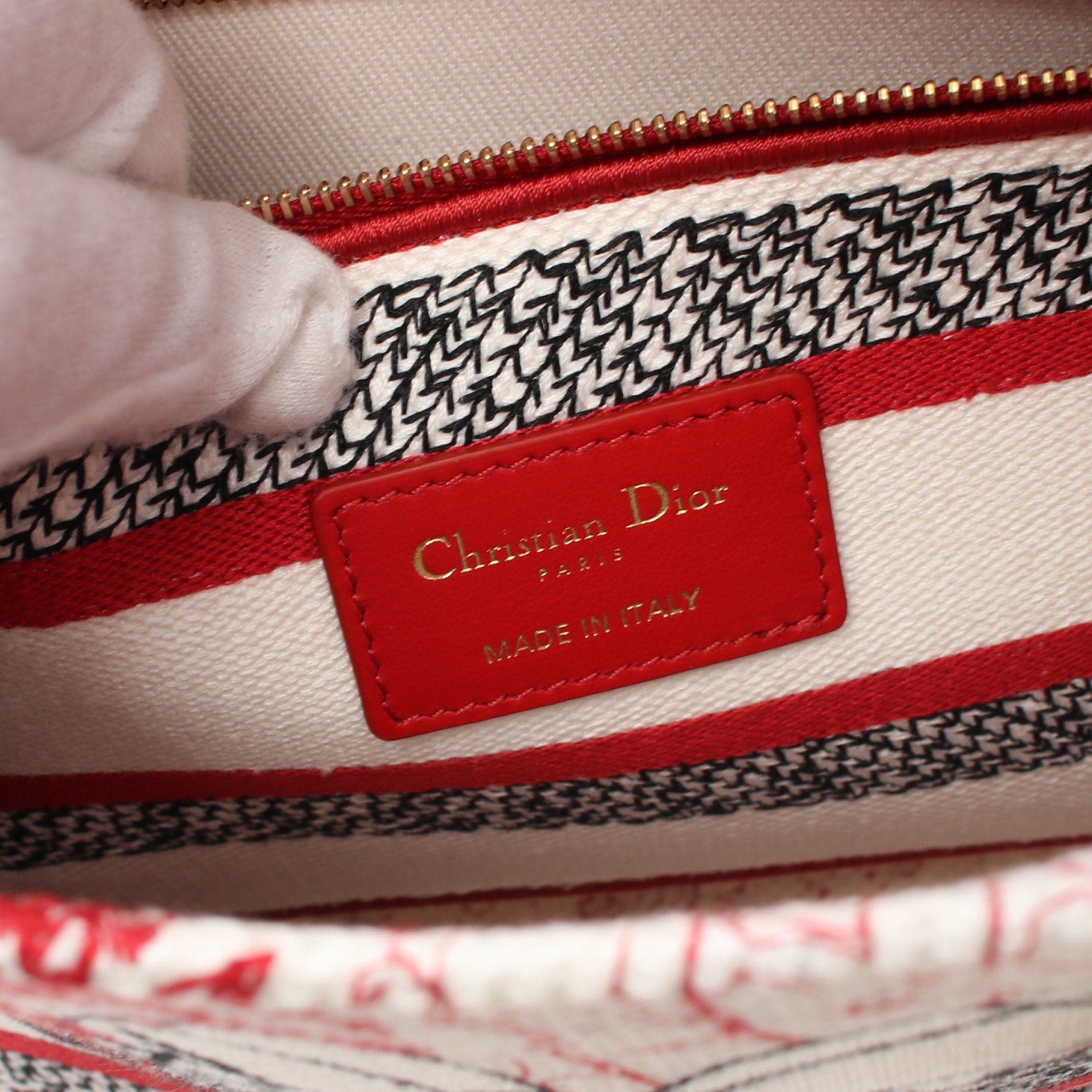 Dior Dior Lady Medium Royaume D'Amour D Light Handbag Canvas White Red Size ONE SIZE - 4 Thumbnail