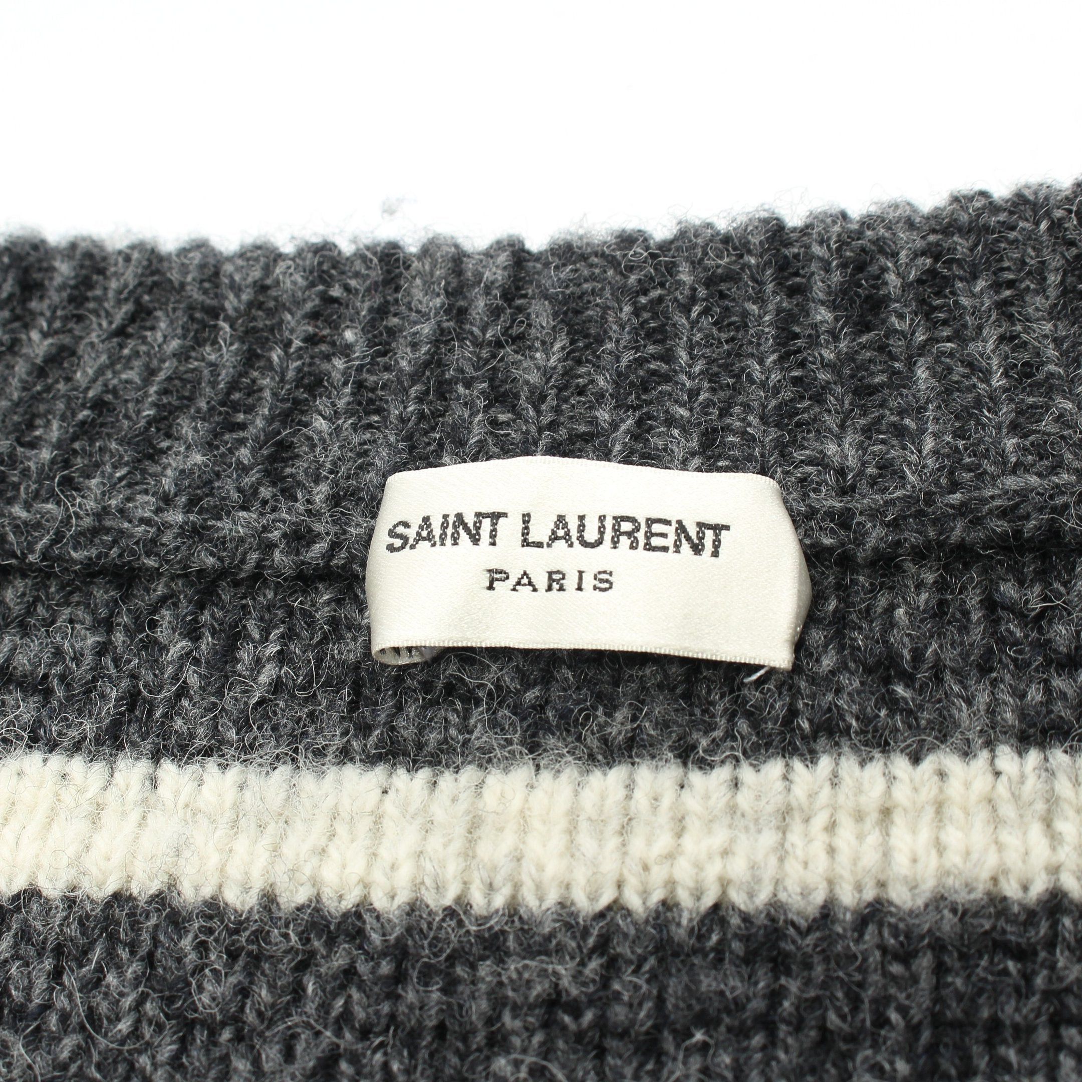 Yves Saint Laurent Yves Saint Laurent Cardigan Stripes Wool Gray Light Size ONE SIZE - 3 Thumbnail