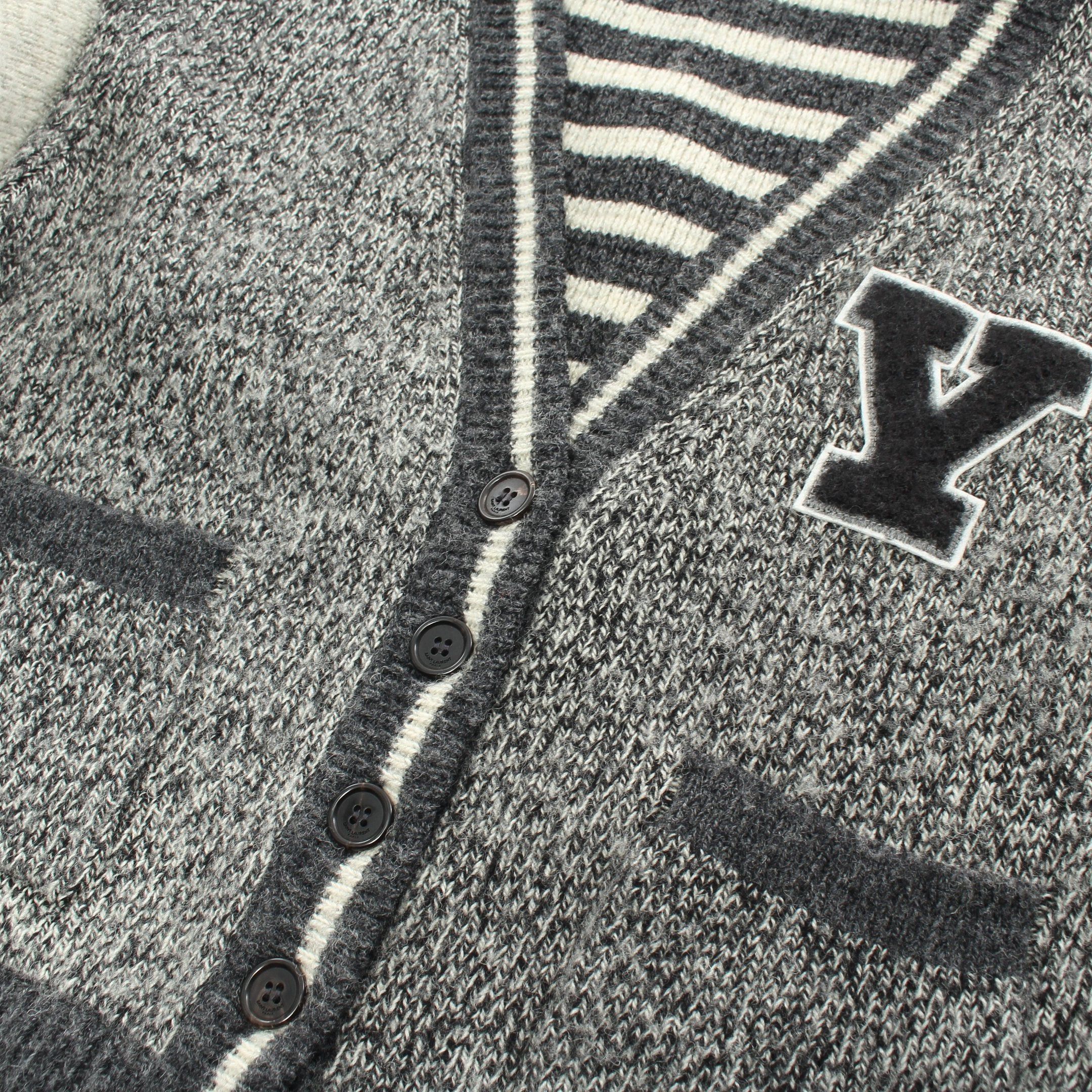 Yves Saint Laurent Yves Saint Laurent Cardigan Stripes Wool Gray Light Size ONE SIZE - 5 Thumbnail