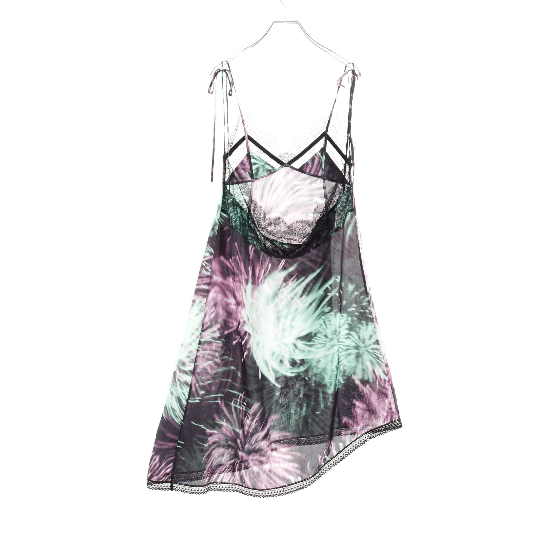 Dries Van Noten Dries Van Noten Camisole One Piece Lace Silk Black Light Green Purple Size ONE SIZE - 2 Thumbnail